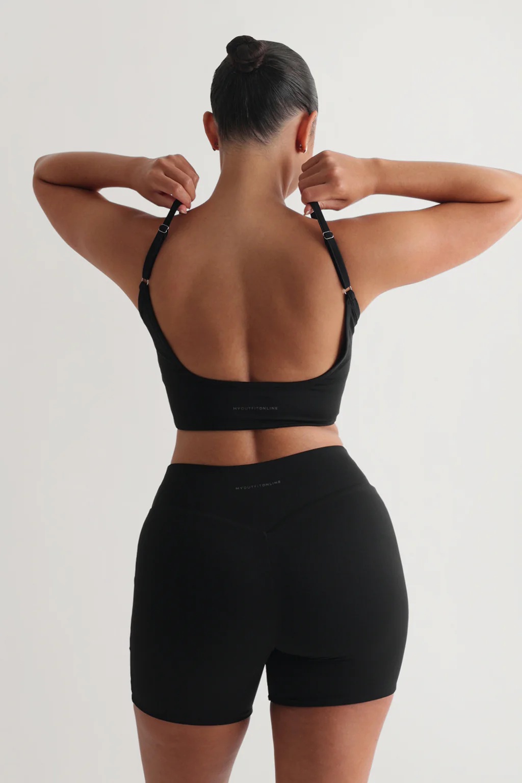 Open Back Athleisure Crop Top - Black