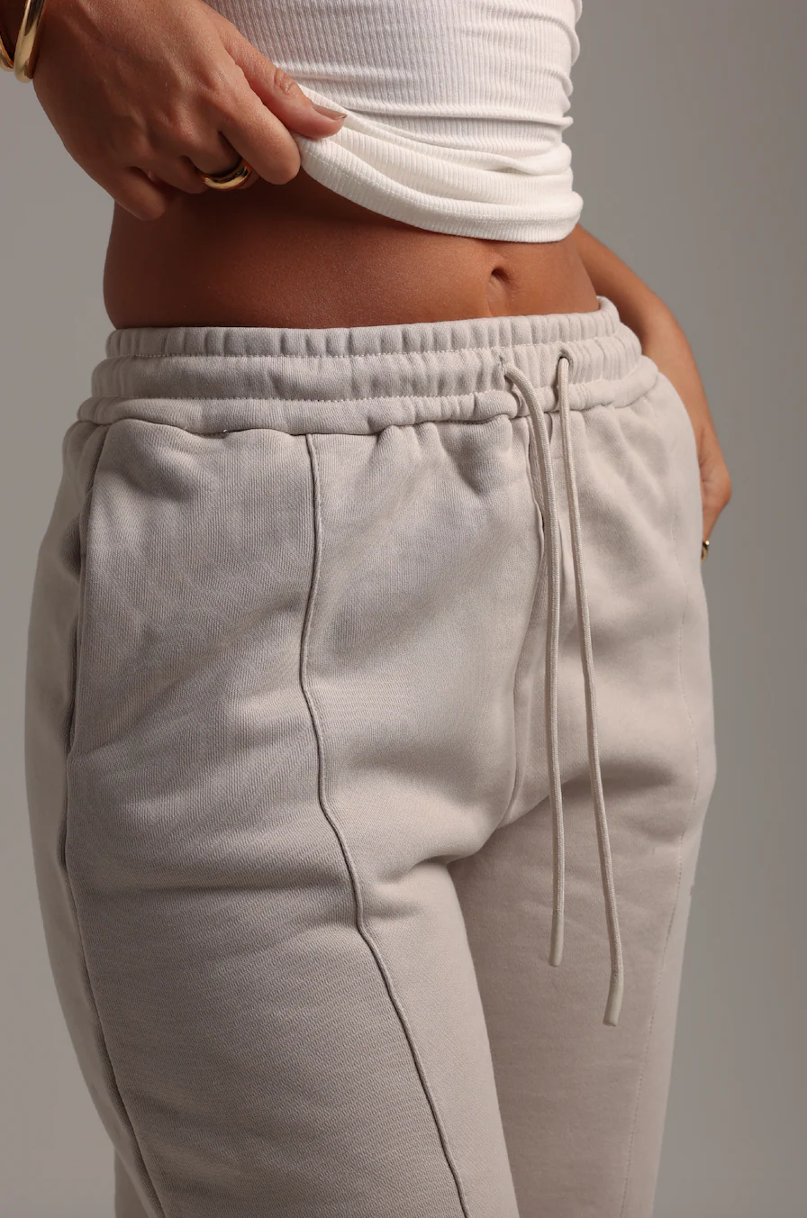 Structured Wide Leg Sweatpants - Buttercream