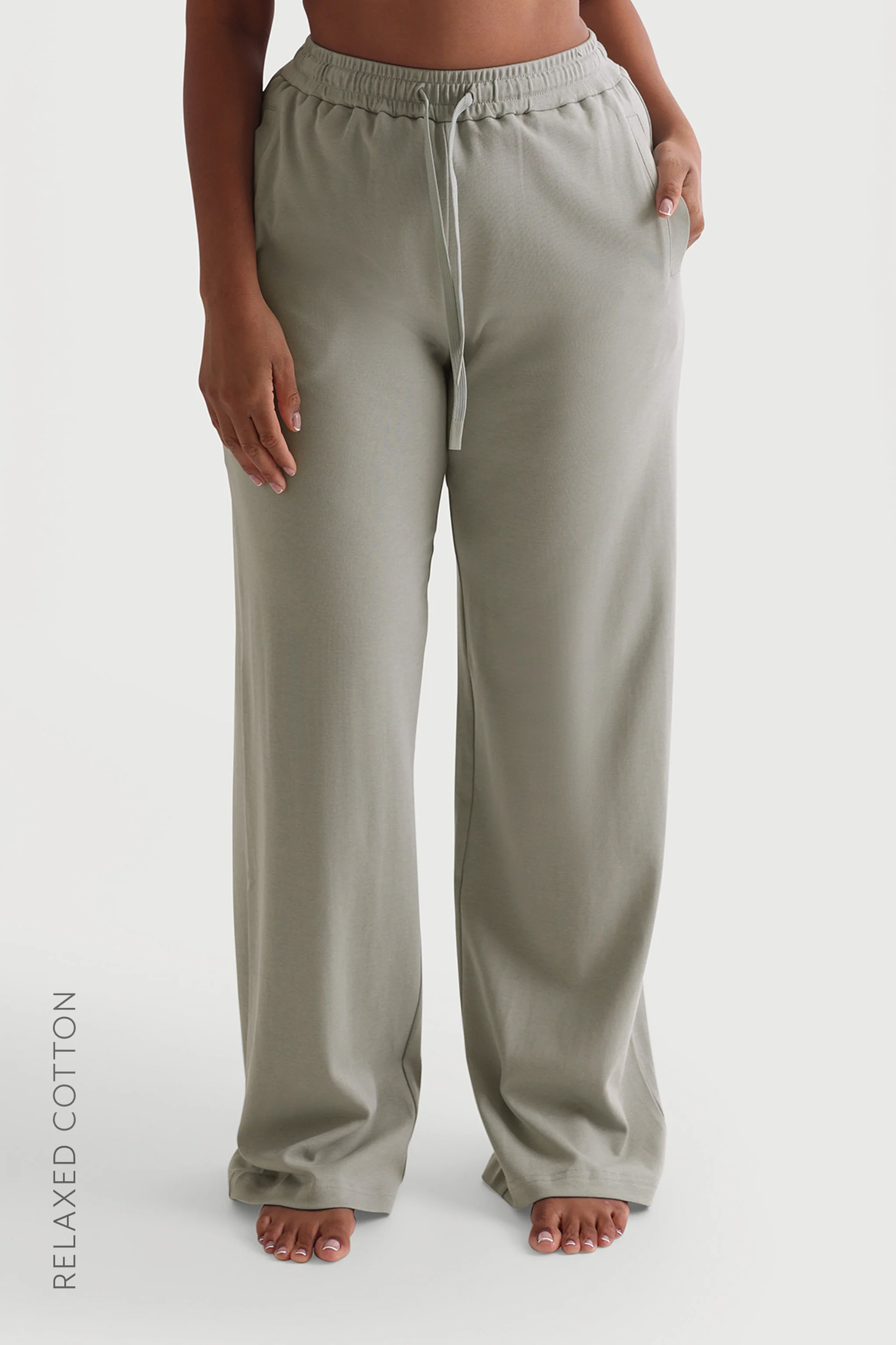 Relaxed Cotton Pants - Sage