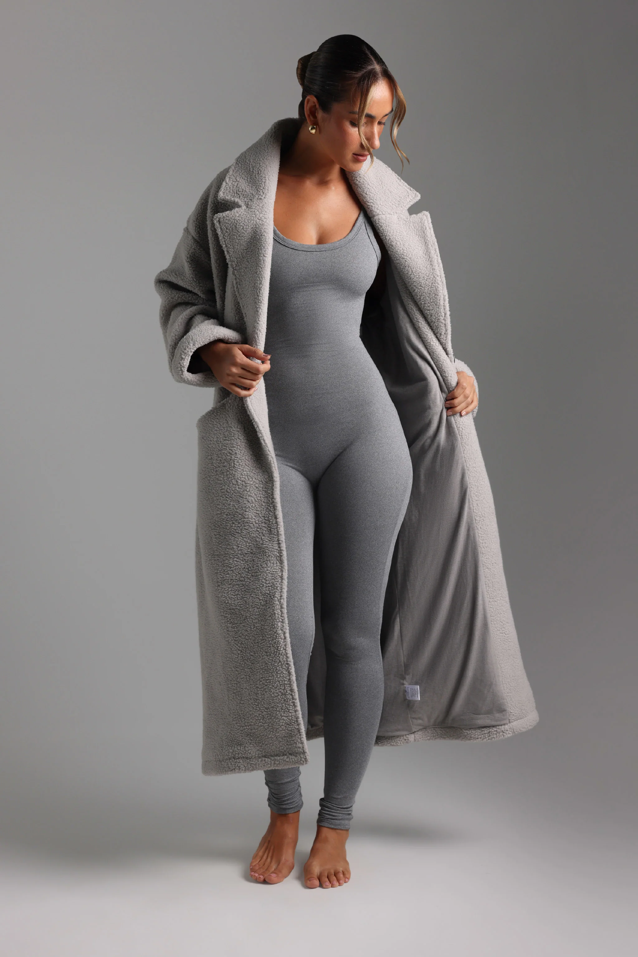 Sherpa Oversized Trench Coat - Moon