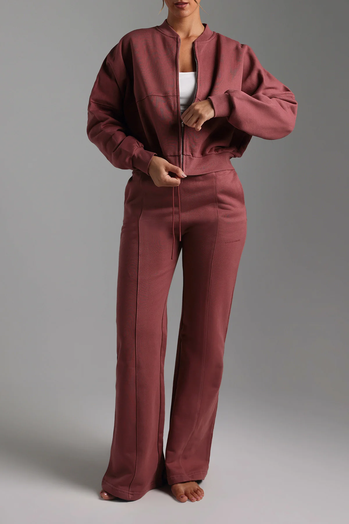 Oversized Bomber Fit Jacket - Vintage Berry