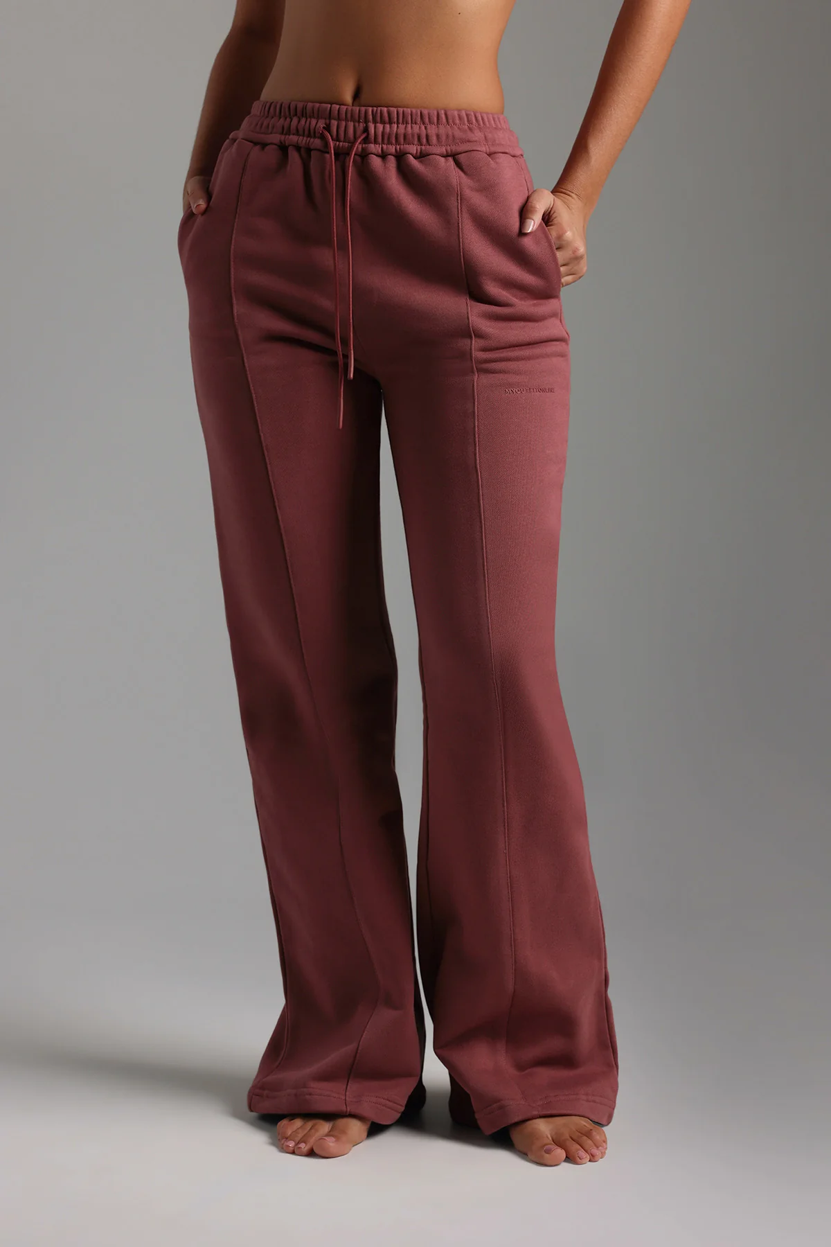Structured Wide Leg Sweatpants - Vintage Berry
