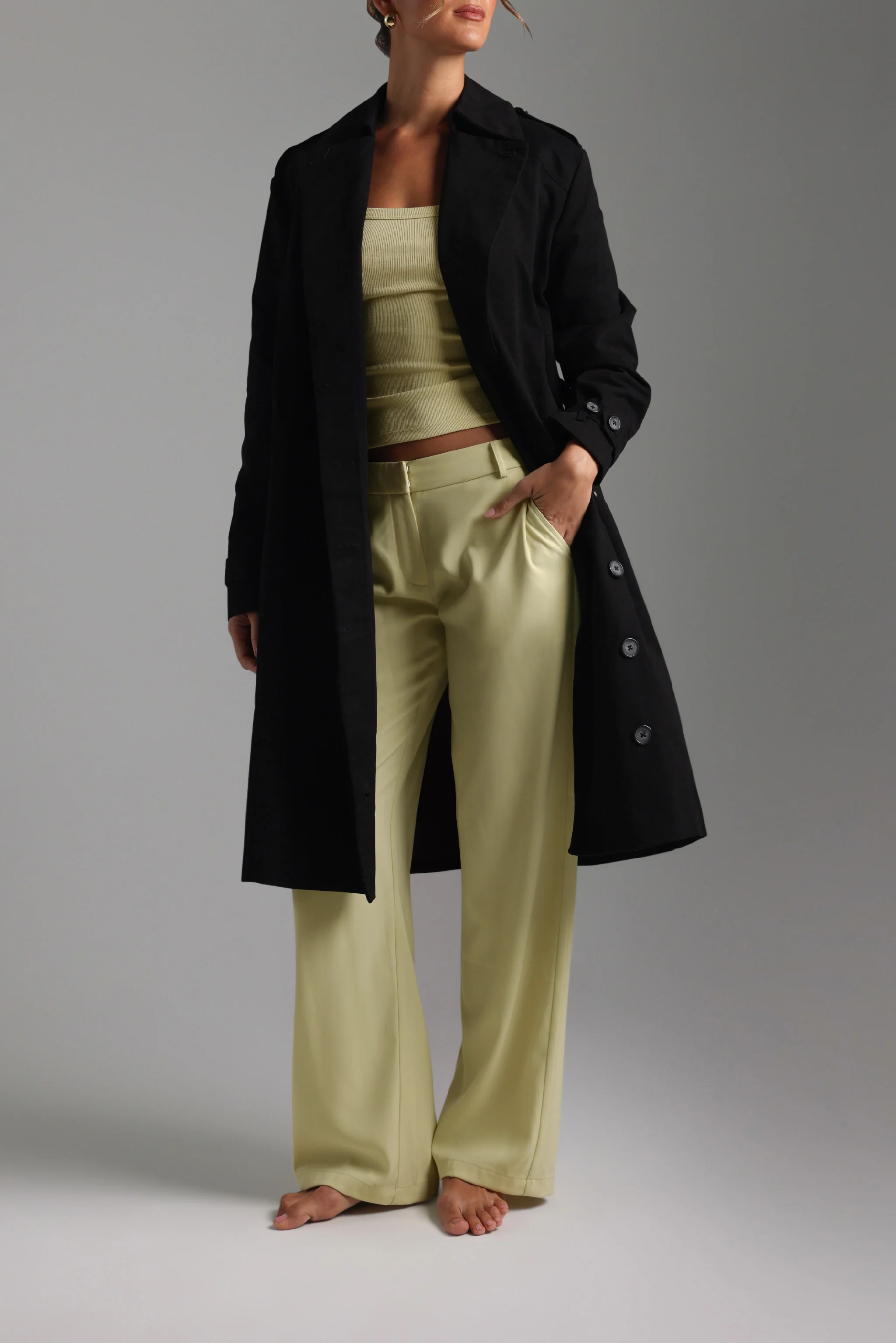 The Arden Midi Trench Coat - Black