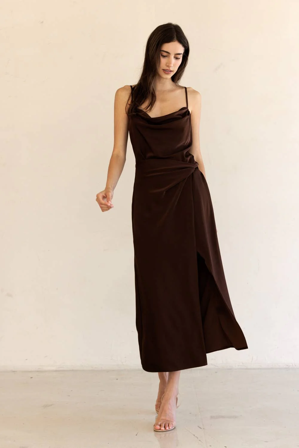 SATIN MIDI DRESS