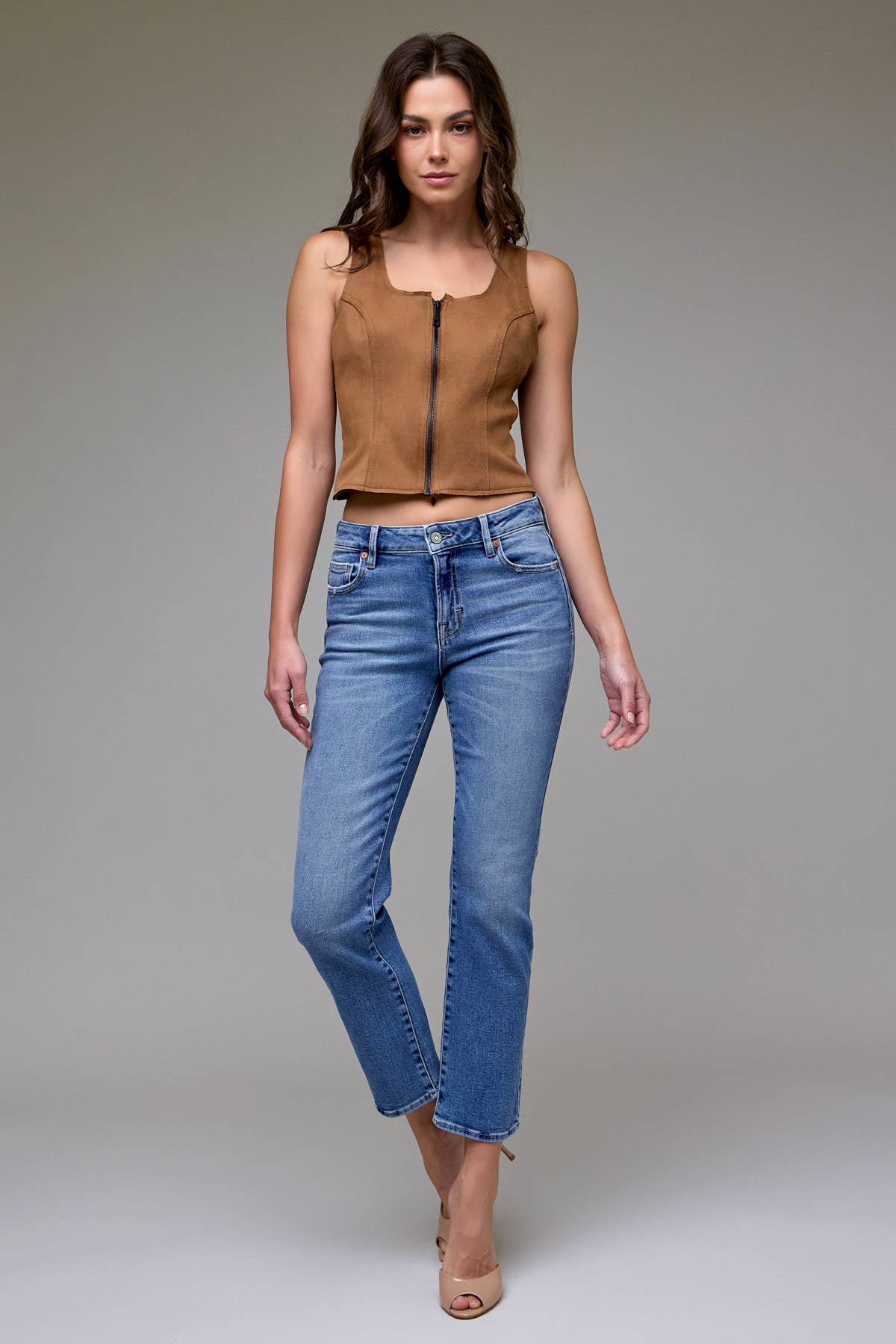 Mid Rise Cigarette Slim Denim
