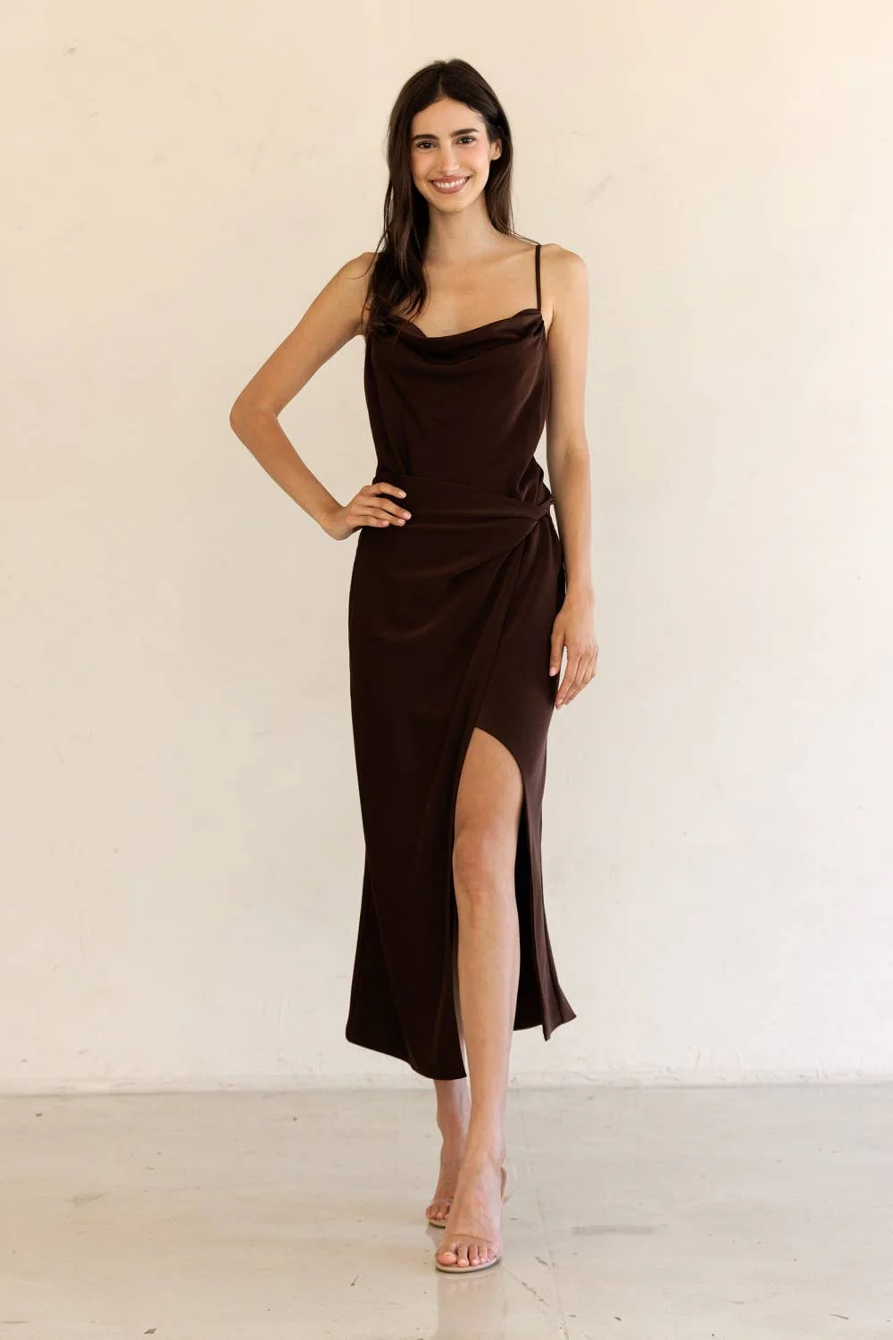 SATIN MIDI DRESS