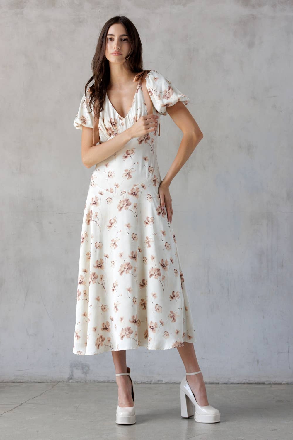 FLORAL PRINT MIDI DRESS