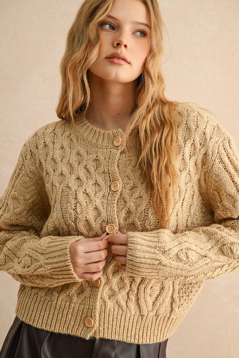 CABLE KNITTED CARDIGAN