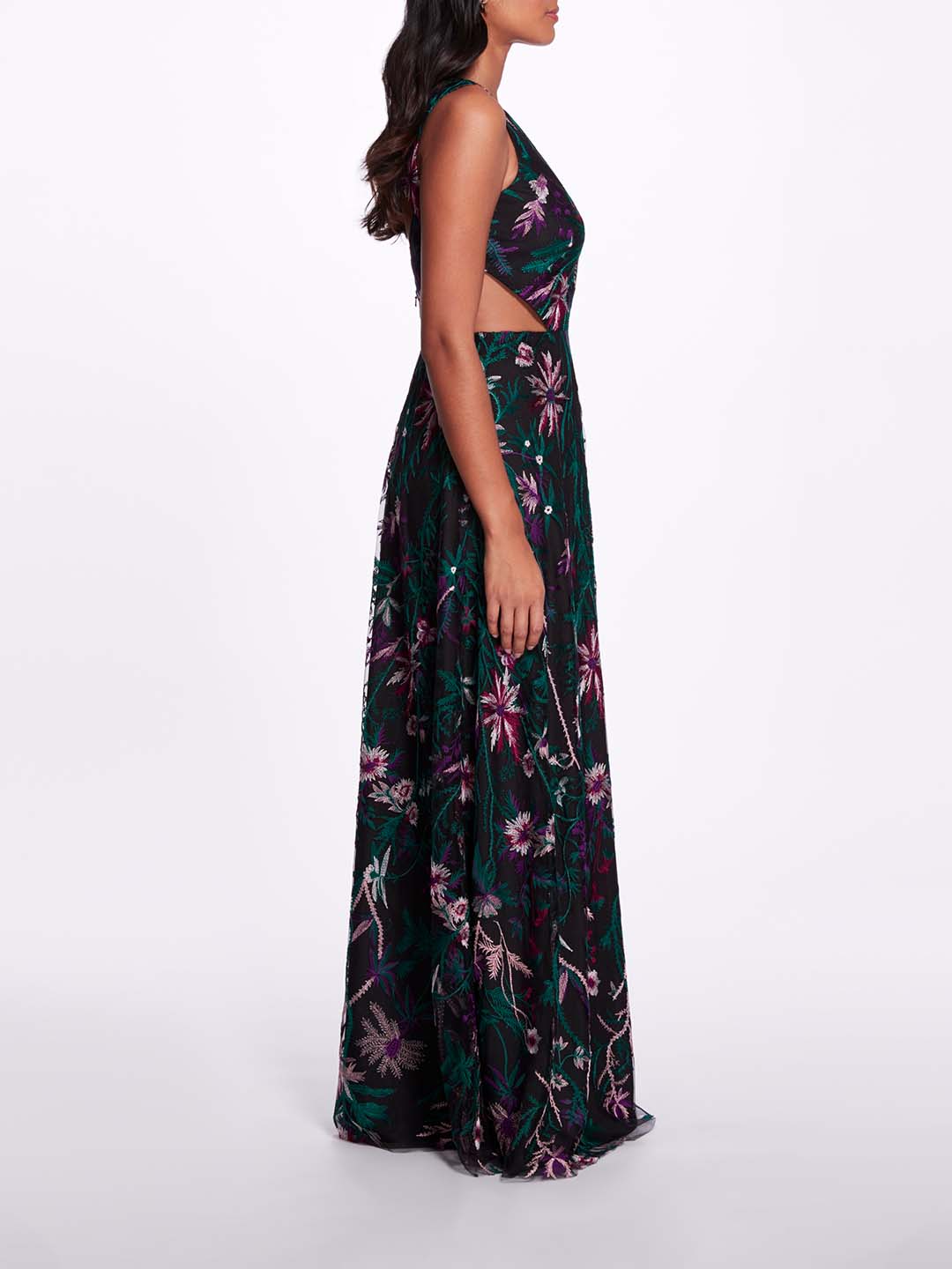 Keyhole Back Floral Gown