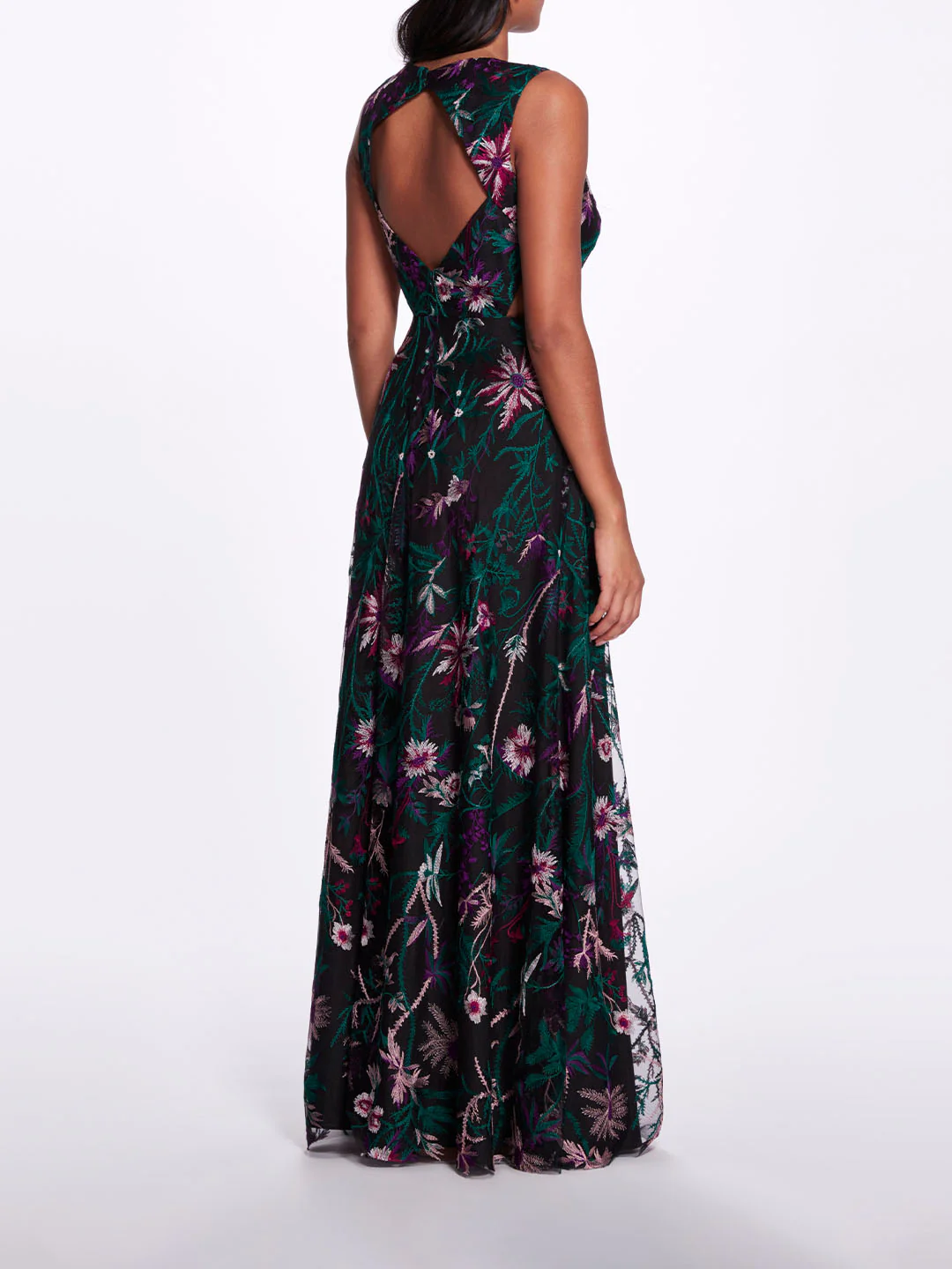 Keyhole Back Floral Gown