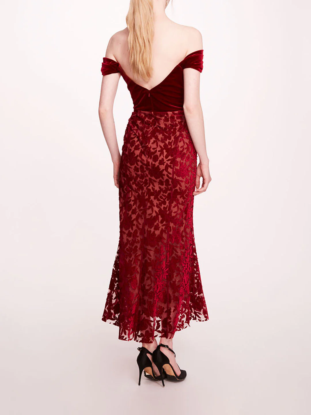 Velvet Cutwork Midi Dress