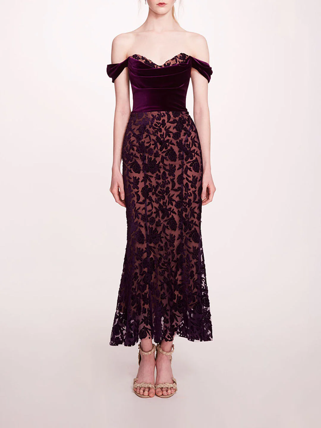 Velvet Cutwork Midi Dress