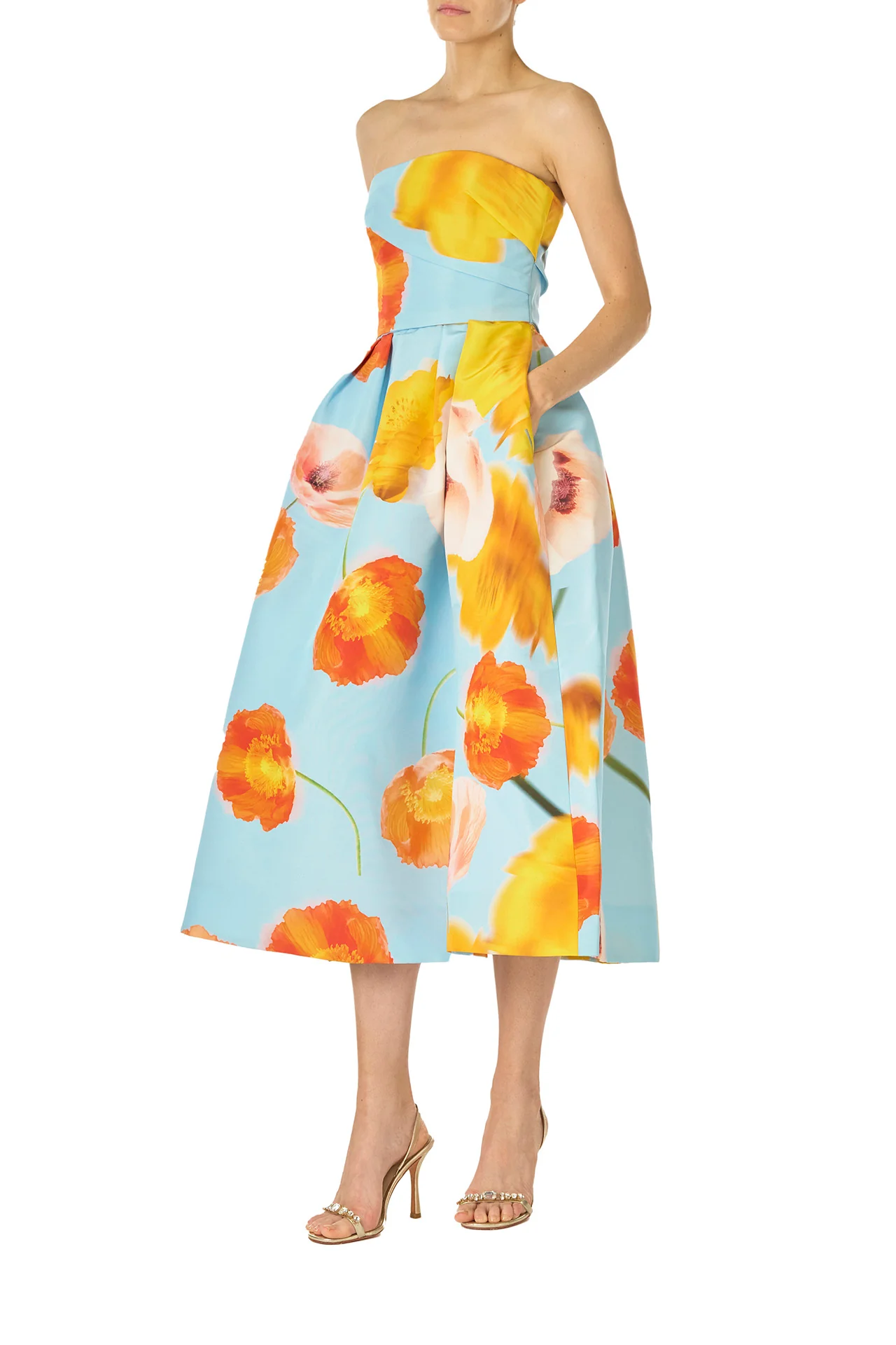 Poppy Floral Tea-Length Dress