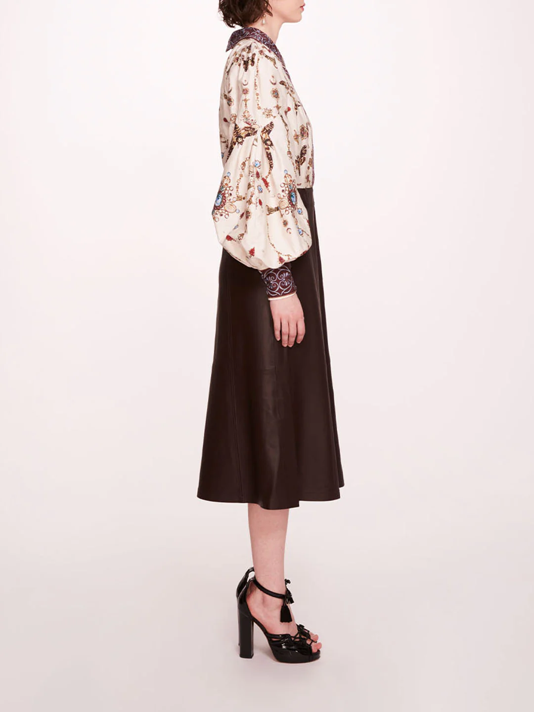 Faux Leather Poplin Midi Dress