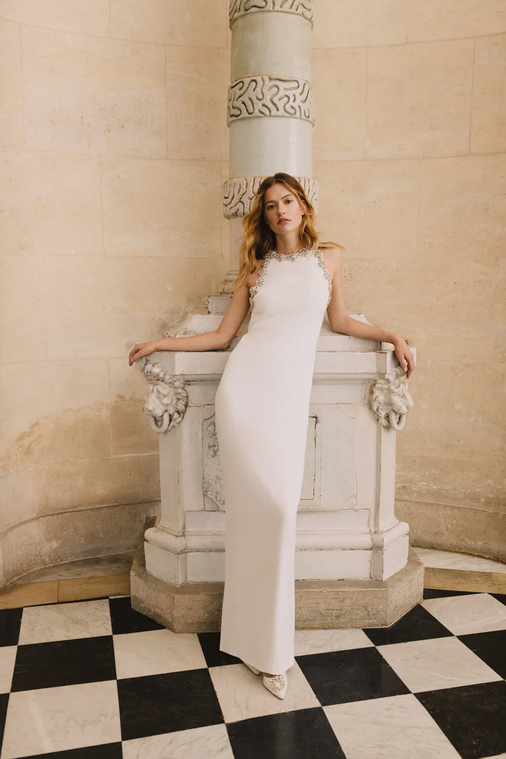 Sleeveless Jewel Neck Gown