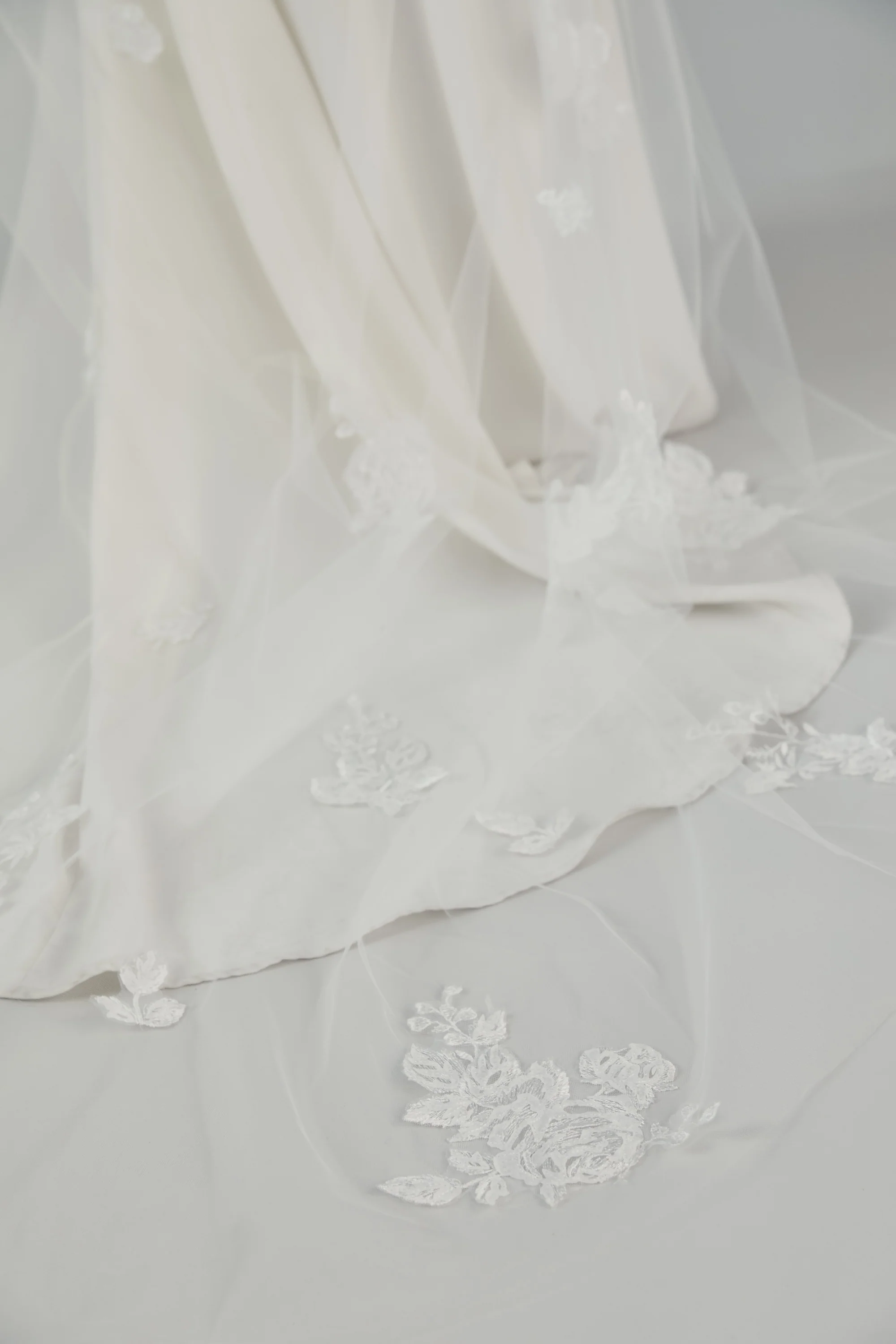 R255U - Cathedral length veil with shimmer lace