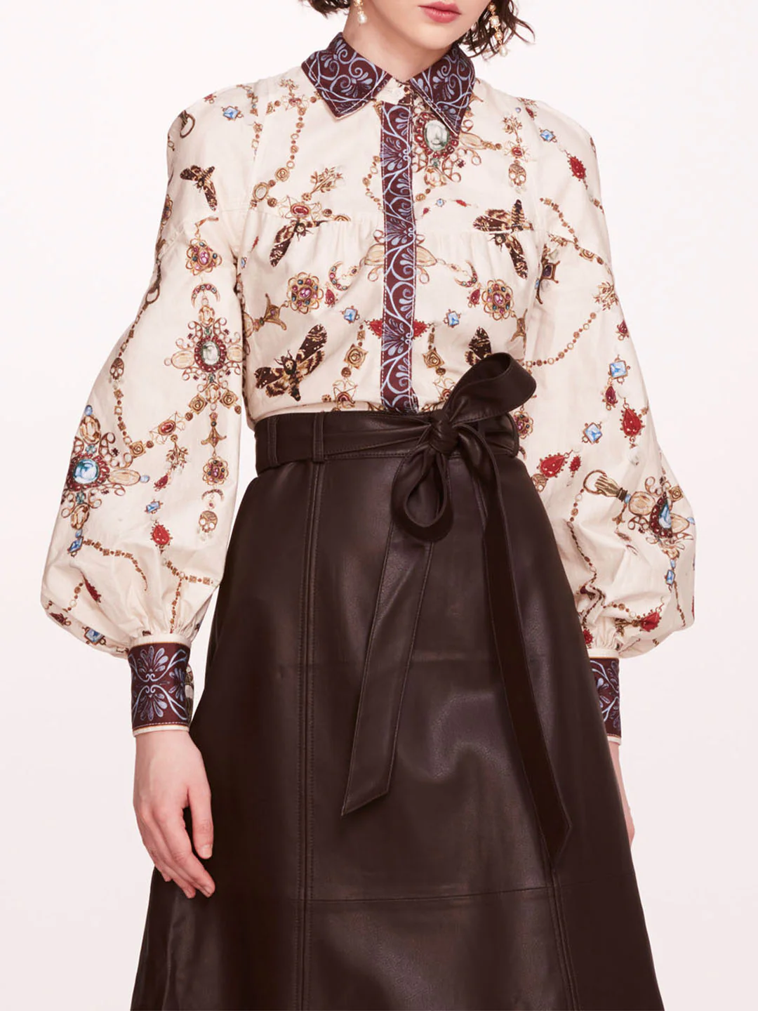 Faux Leather Poplin Midi Dress