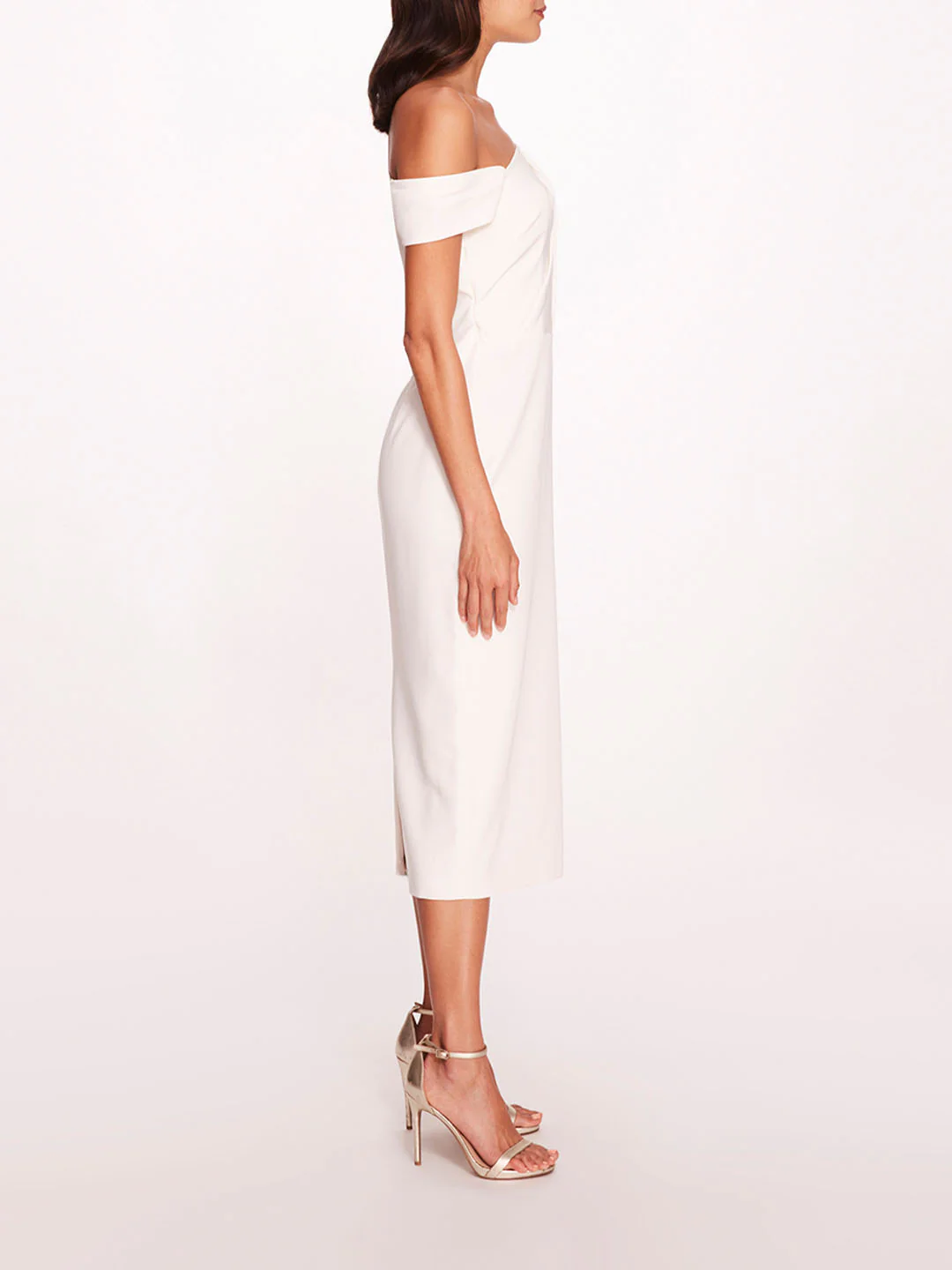 Asymmetrical Crepe Midi Dress