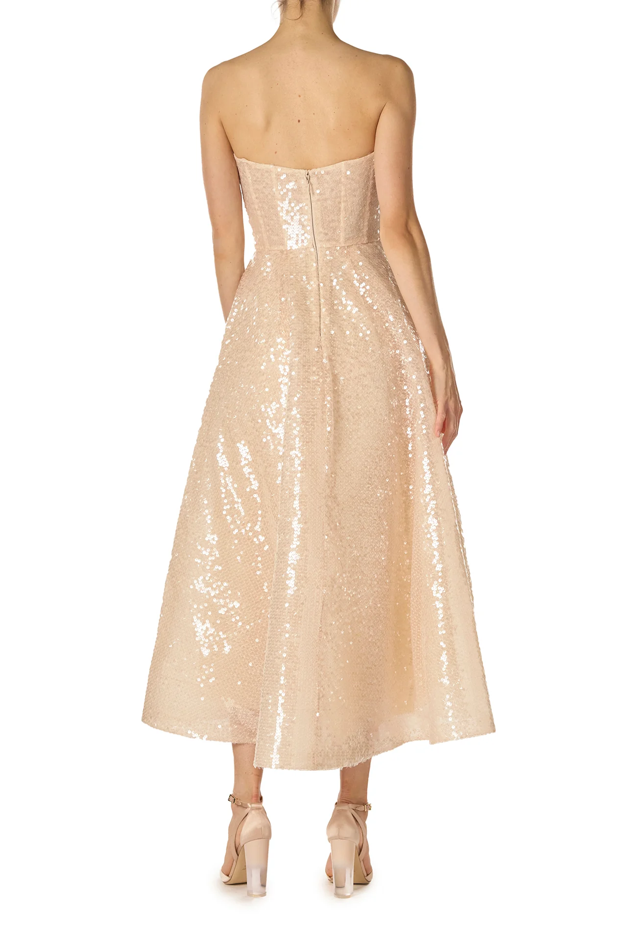Sequin Tulle Tea Length Dress