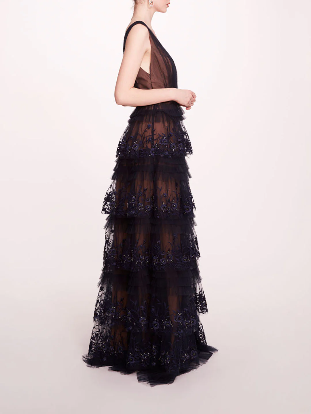 Tiered Terrarium V-Neck Gown