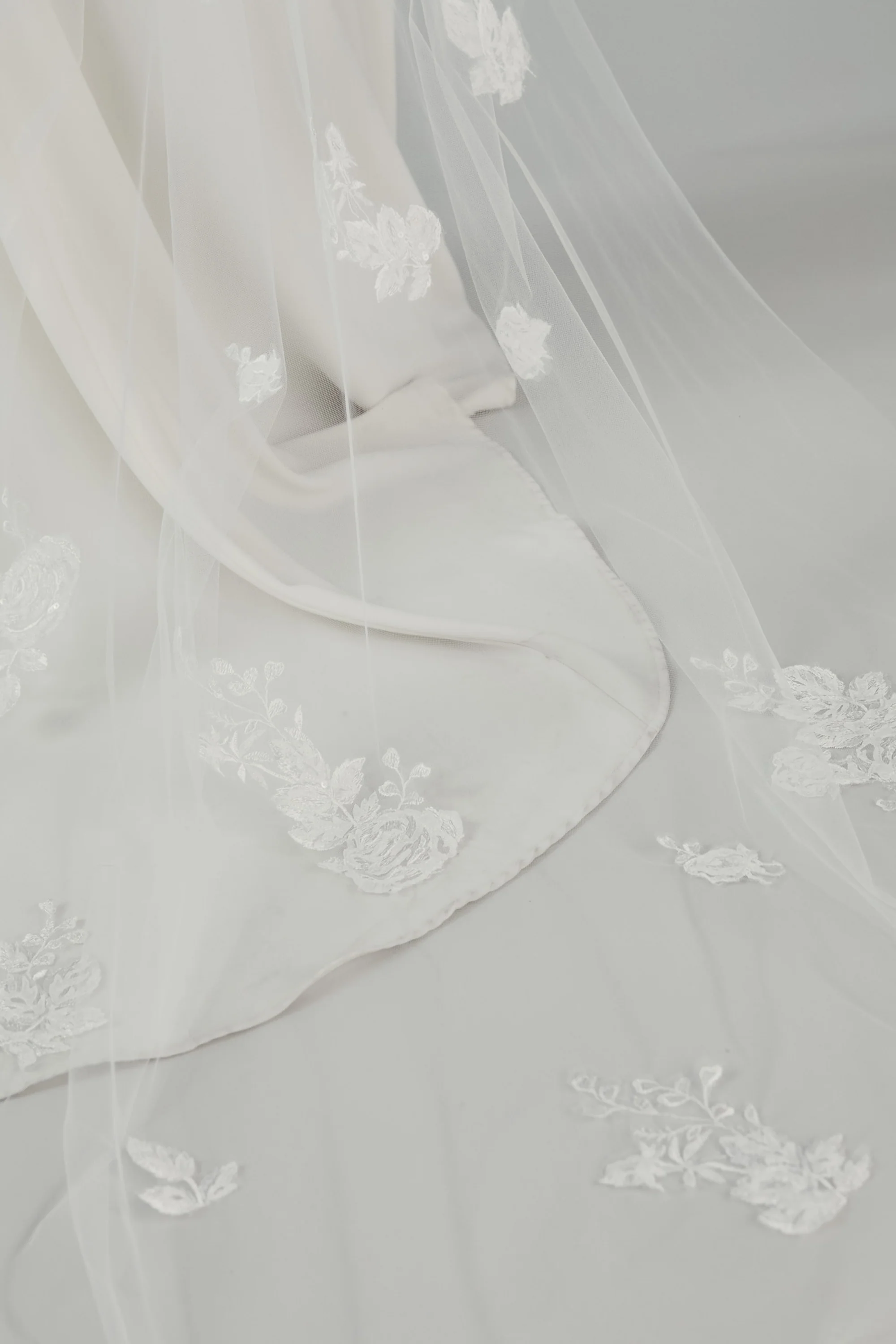 R255U - Cathedral length veil with shimmer lace