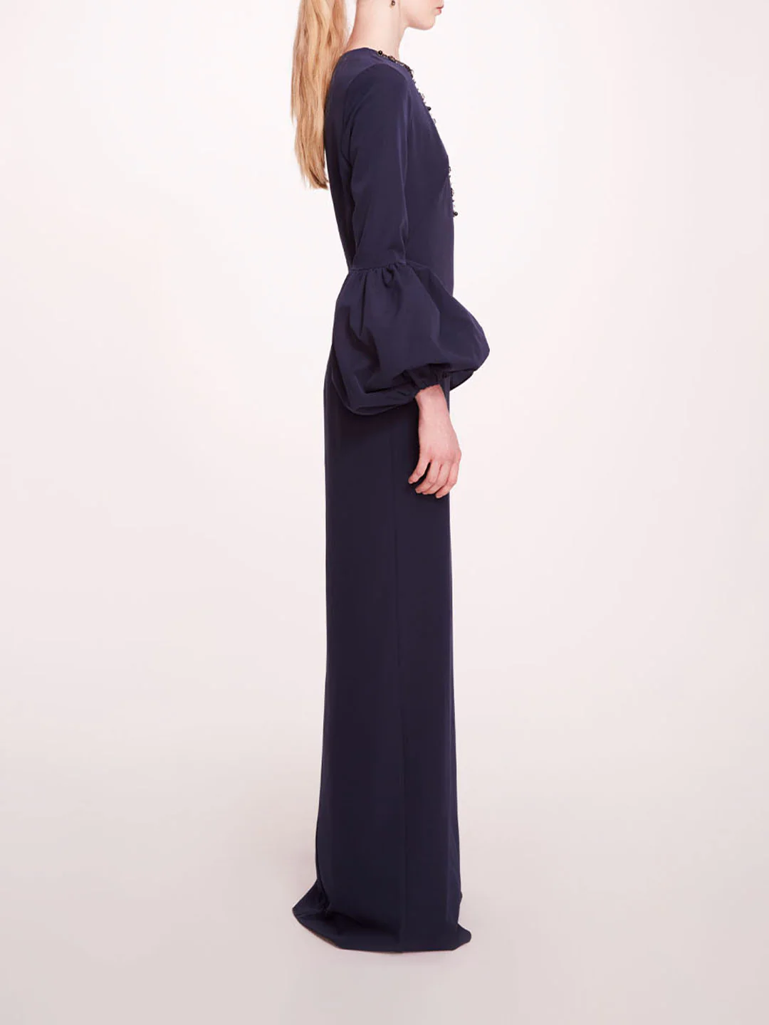 Puffed Sleeve Column Gown