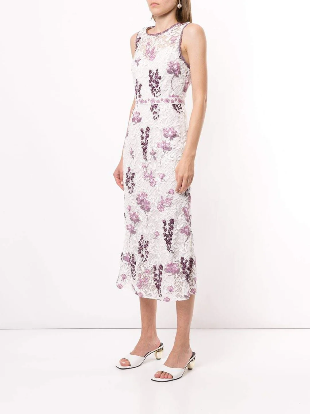 Sleeveless Floral Guipure Dress