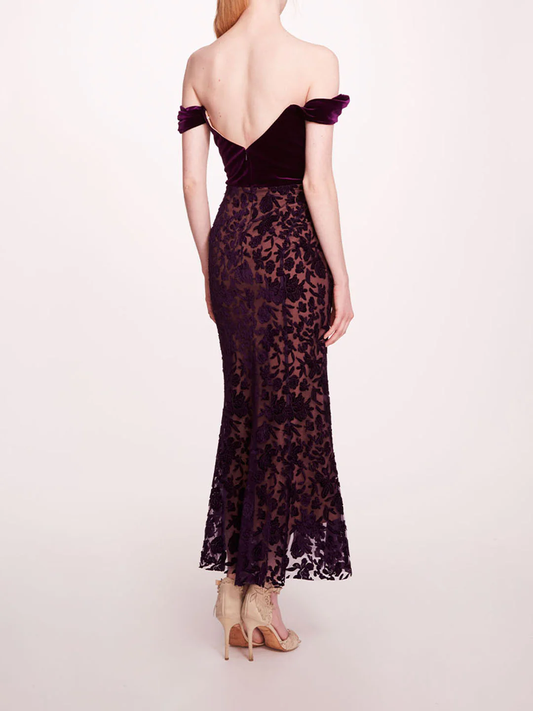 Velvet Cutwork Midi Dress