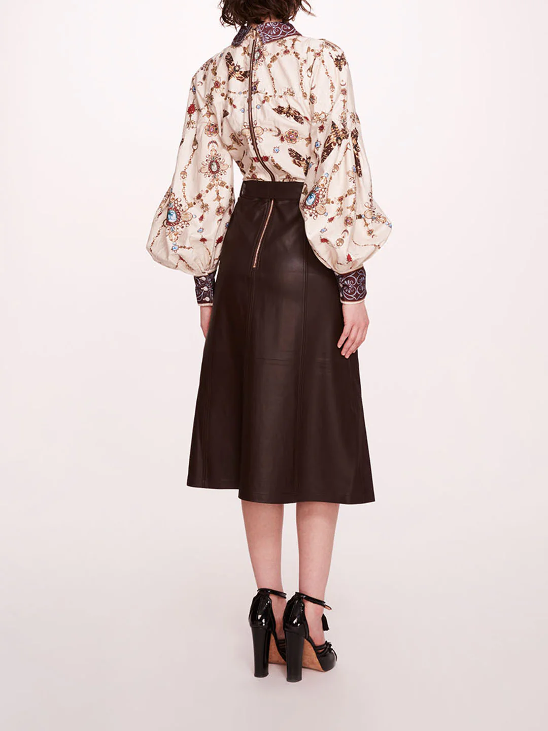 Faux Leather Poplin Midi Dress