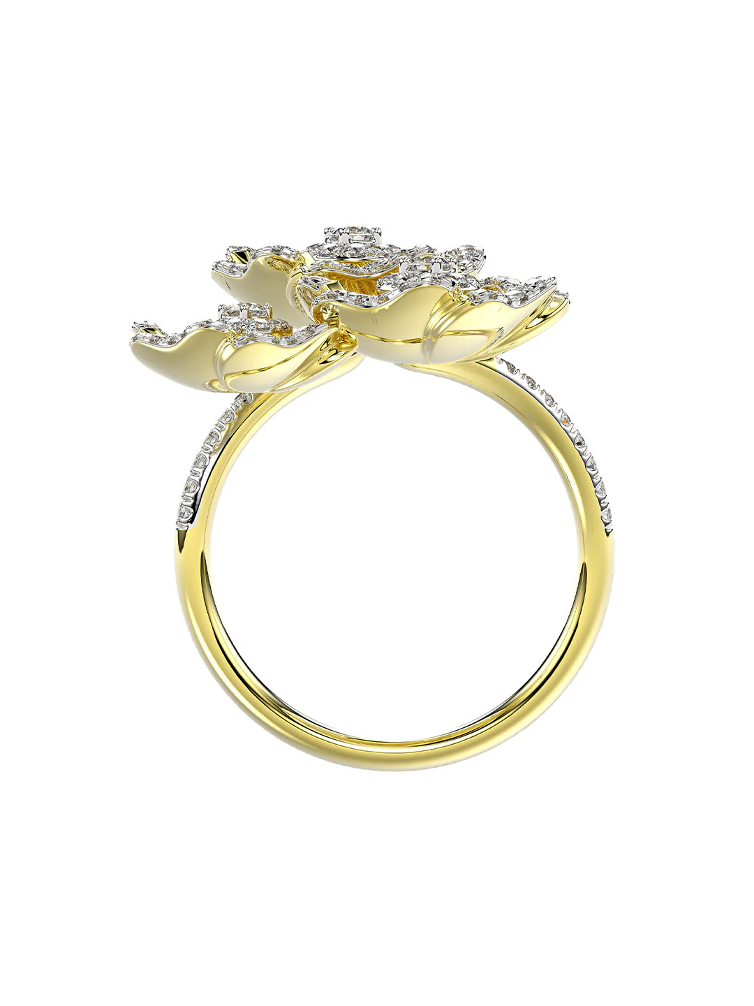 Halo Flower Yellow Gold Ring
