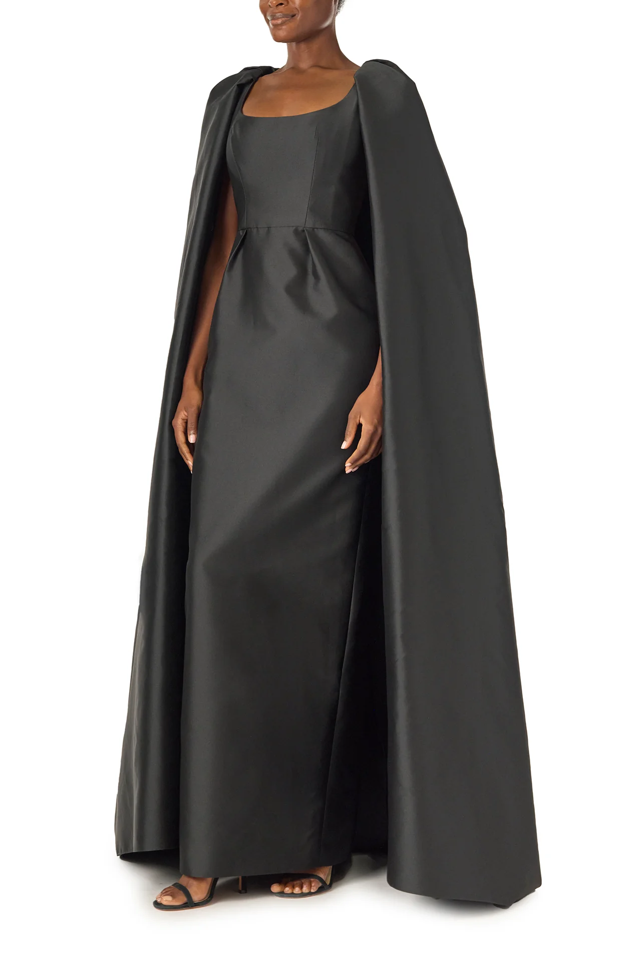 Scoop Neck Column Gown with Cape