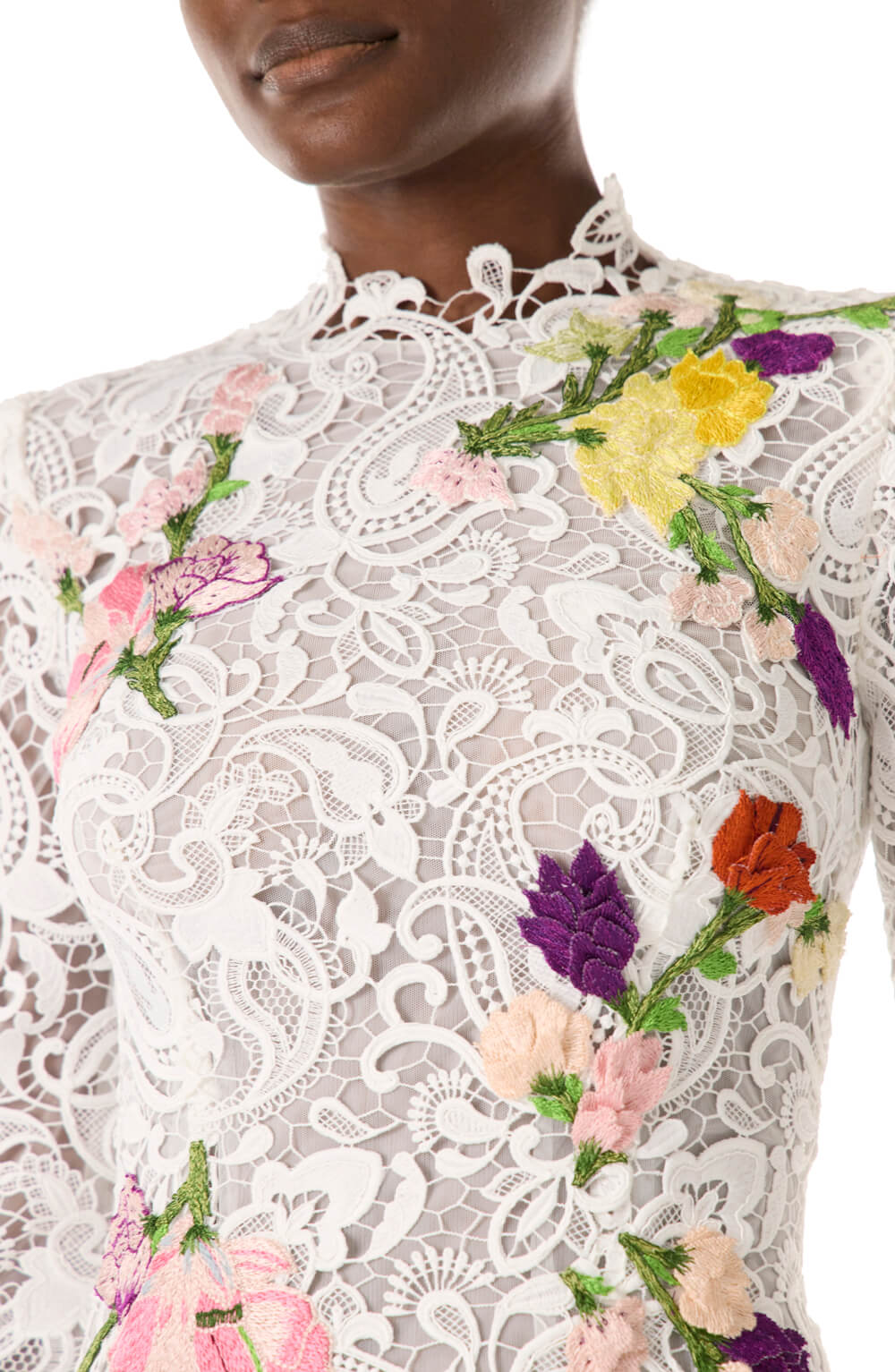 Long Sleeve Embroidered Lace Dress