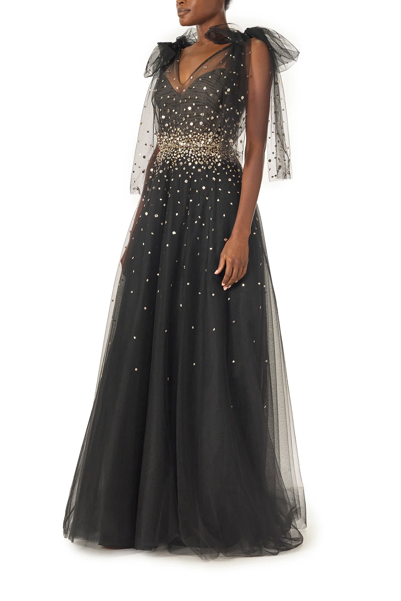 Gown with Bow Shoulder Ties