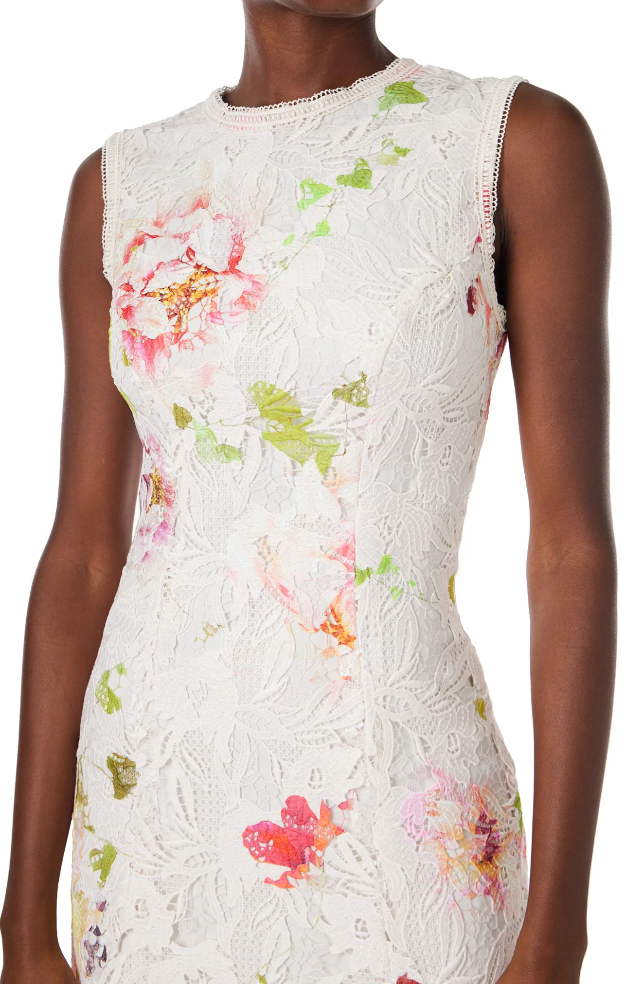 Floral Printed Lace Midi Dress