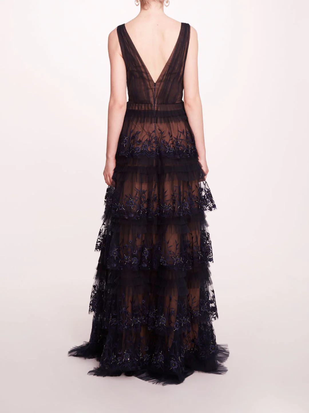 Tiered Terrarium V-Neck Gown