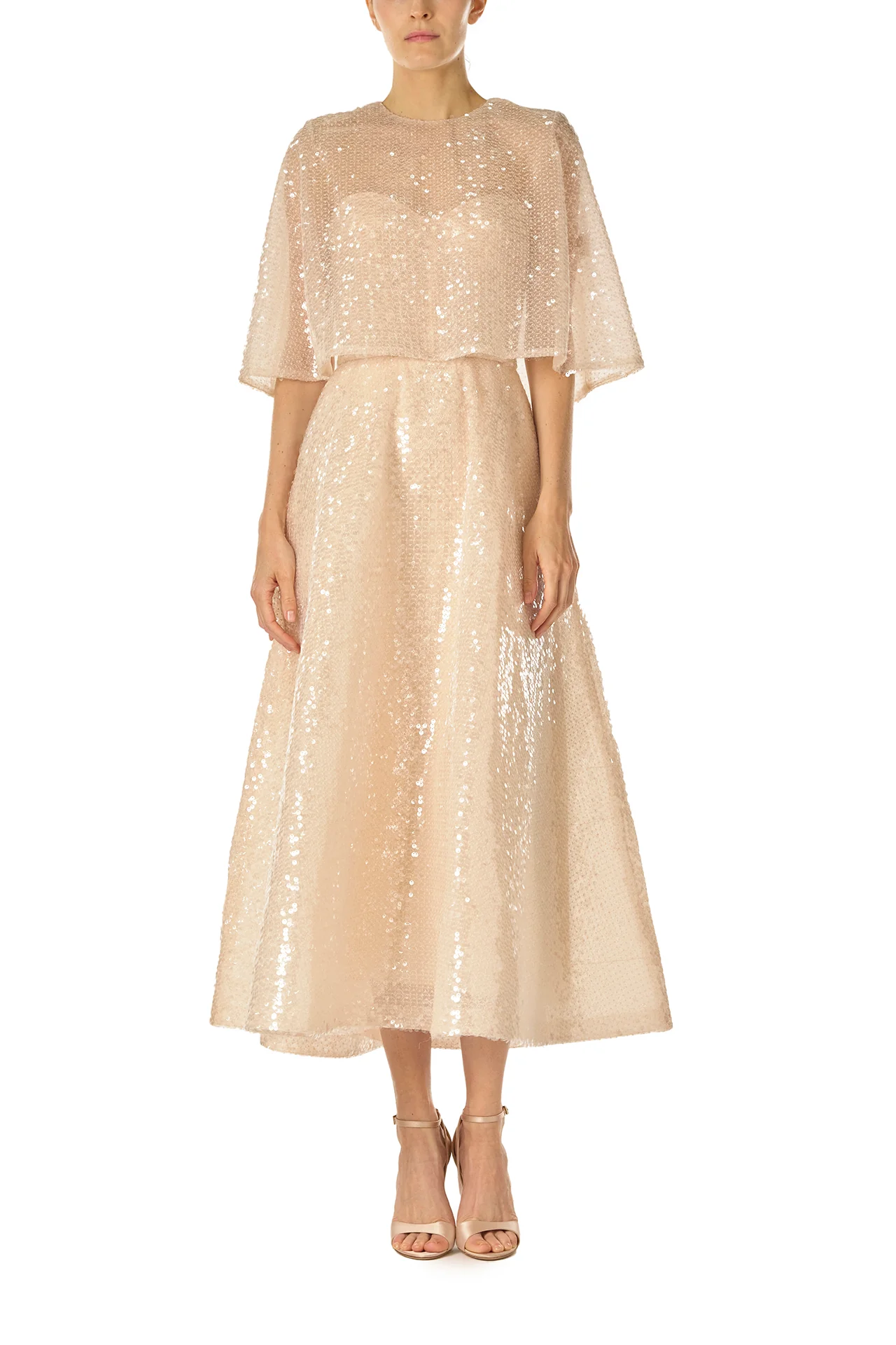 Sequin Tulle Tea Length Dress