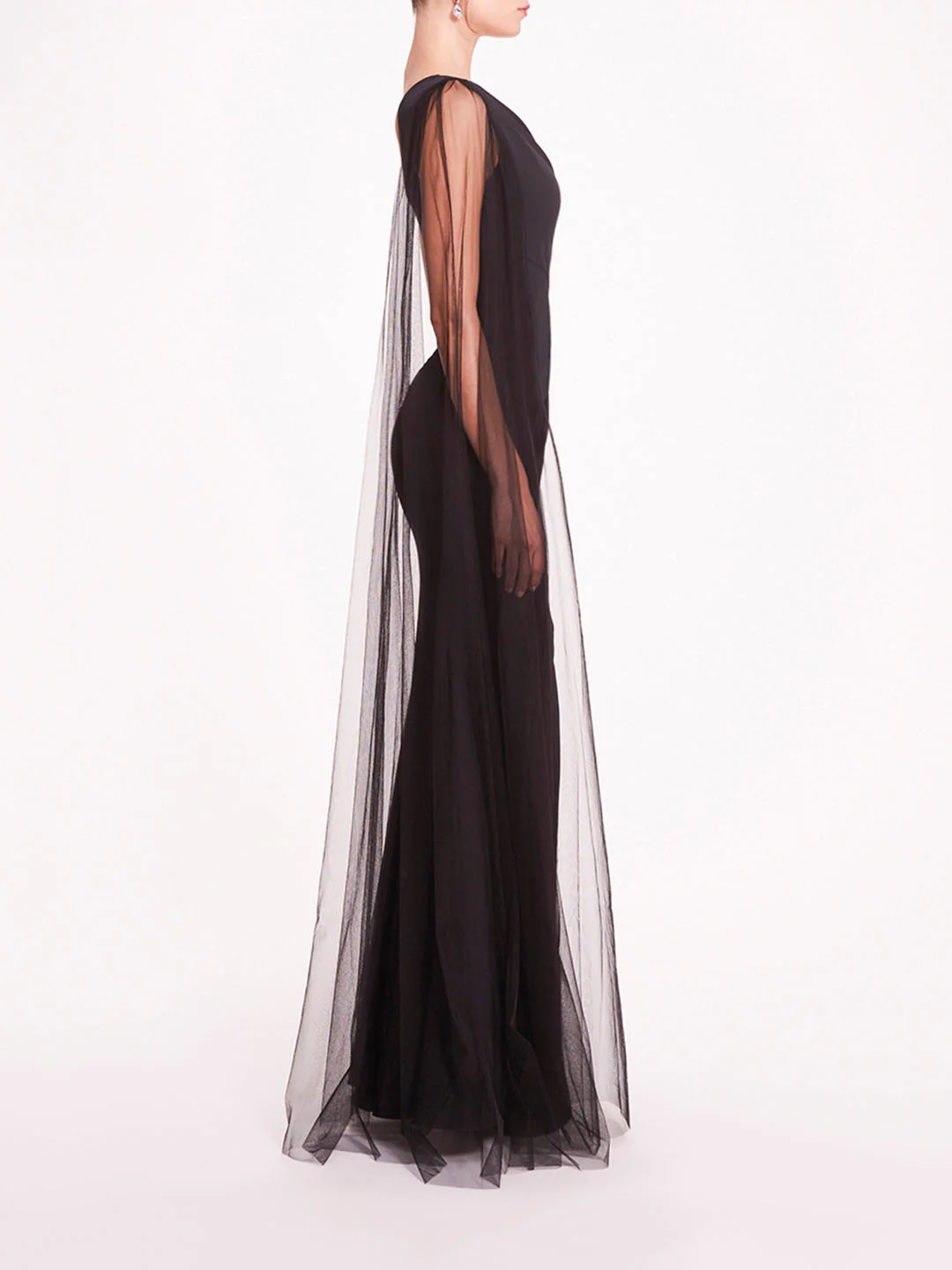 One Shoulder Cape Gown