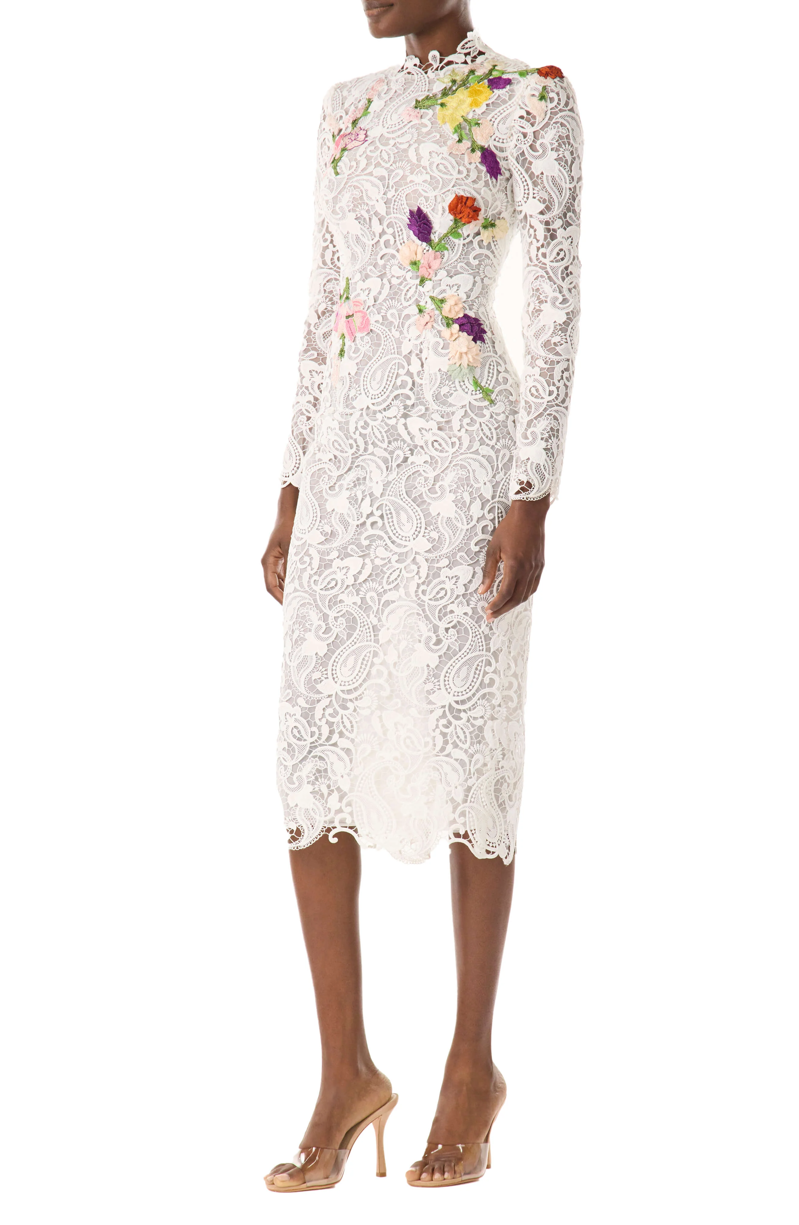 Long Sleeve Embroidered Lace Dress