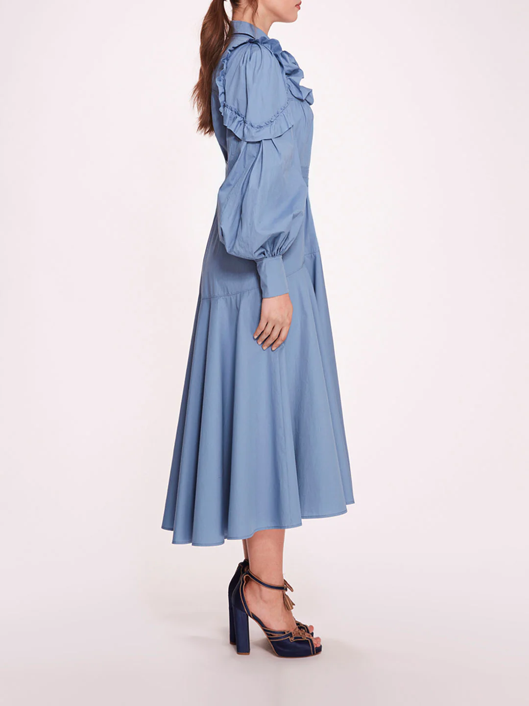Rosette Ruffle Midi Dress