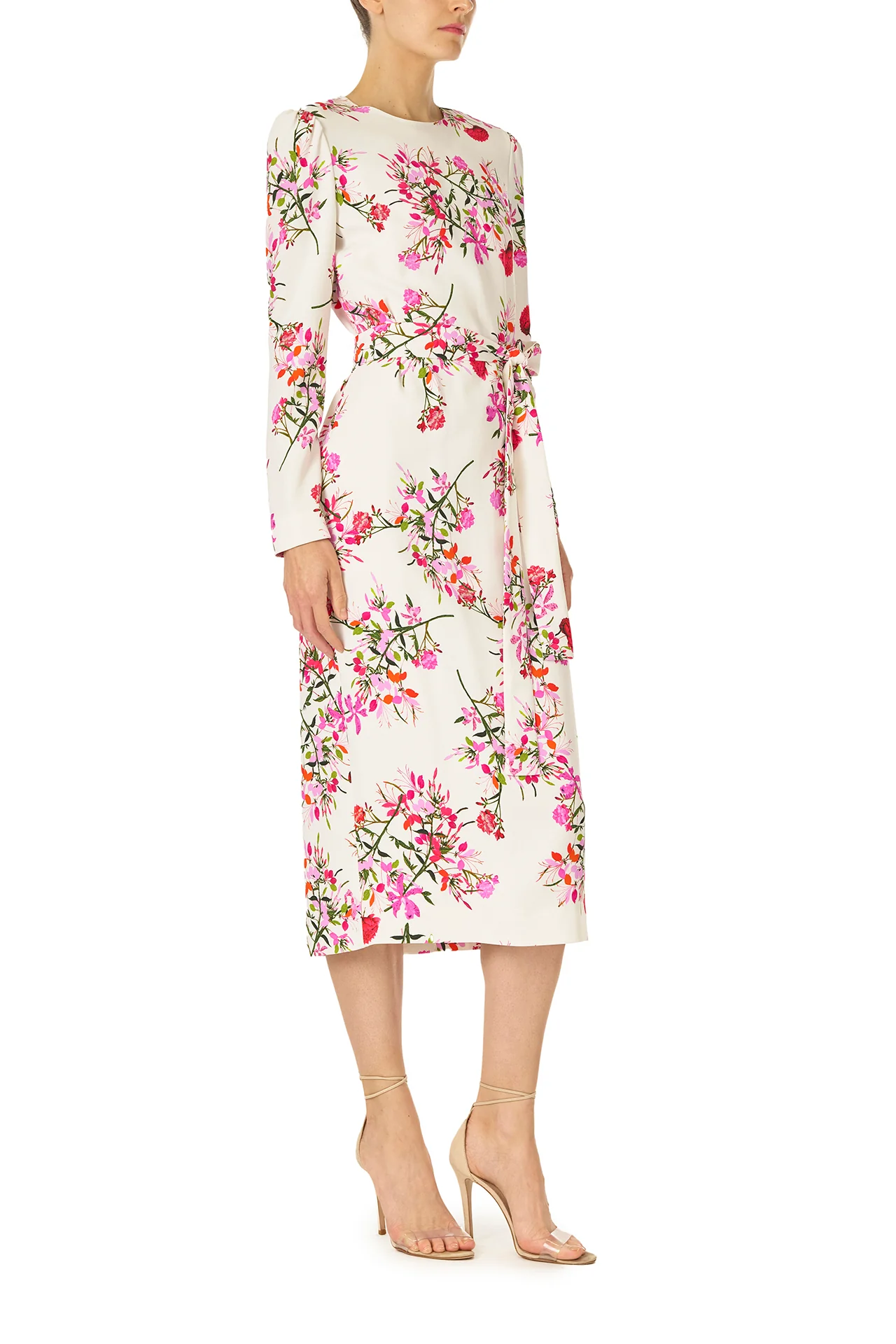 Jewel Neck Long Sleeve Dress with Belt