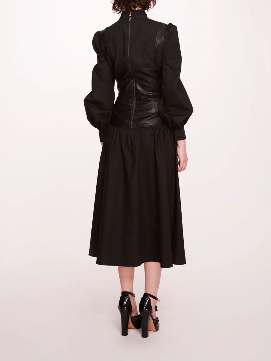 Faux Leather Poplin Corset Dress