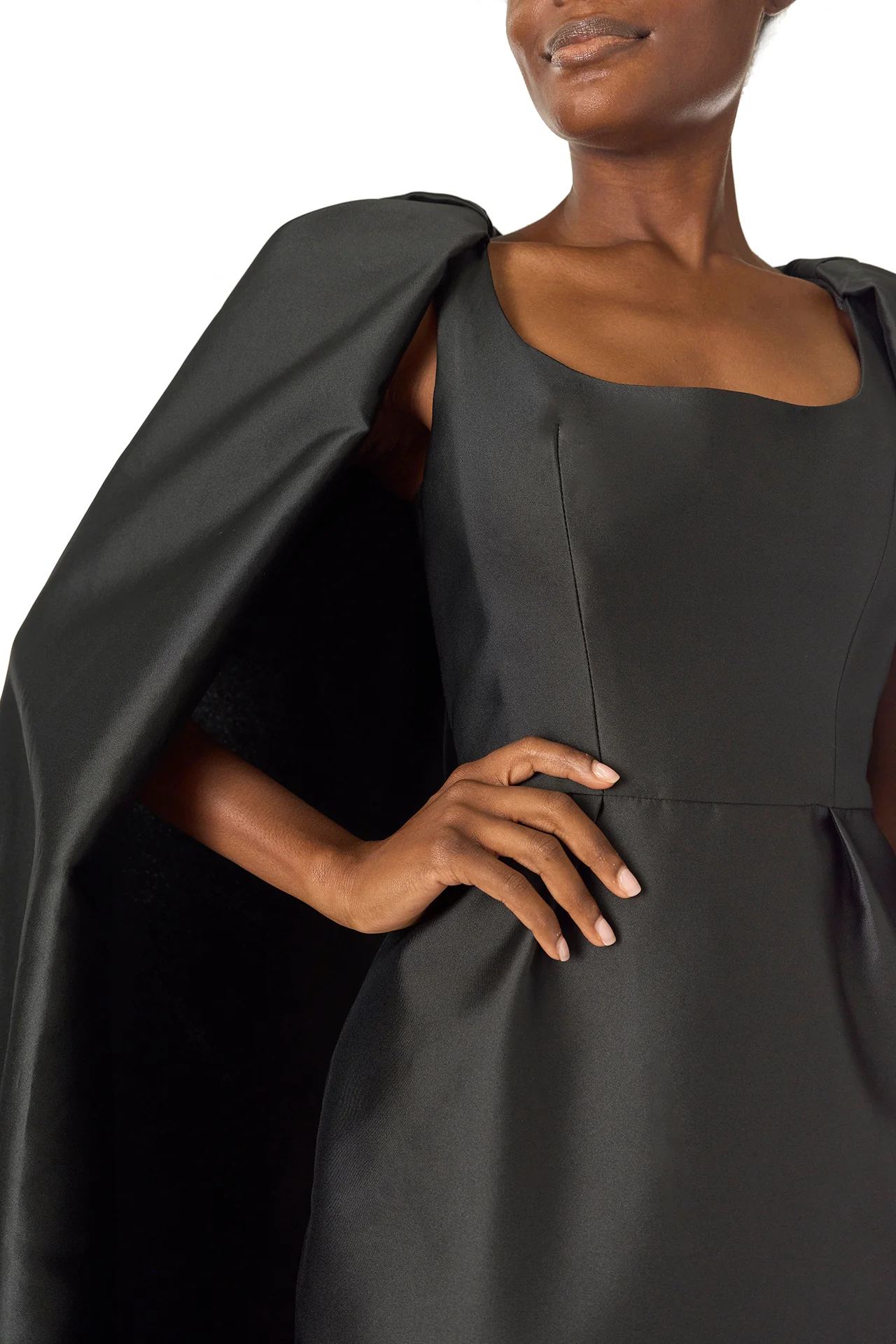 Scoop Neck Column Gown with Cape
