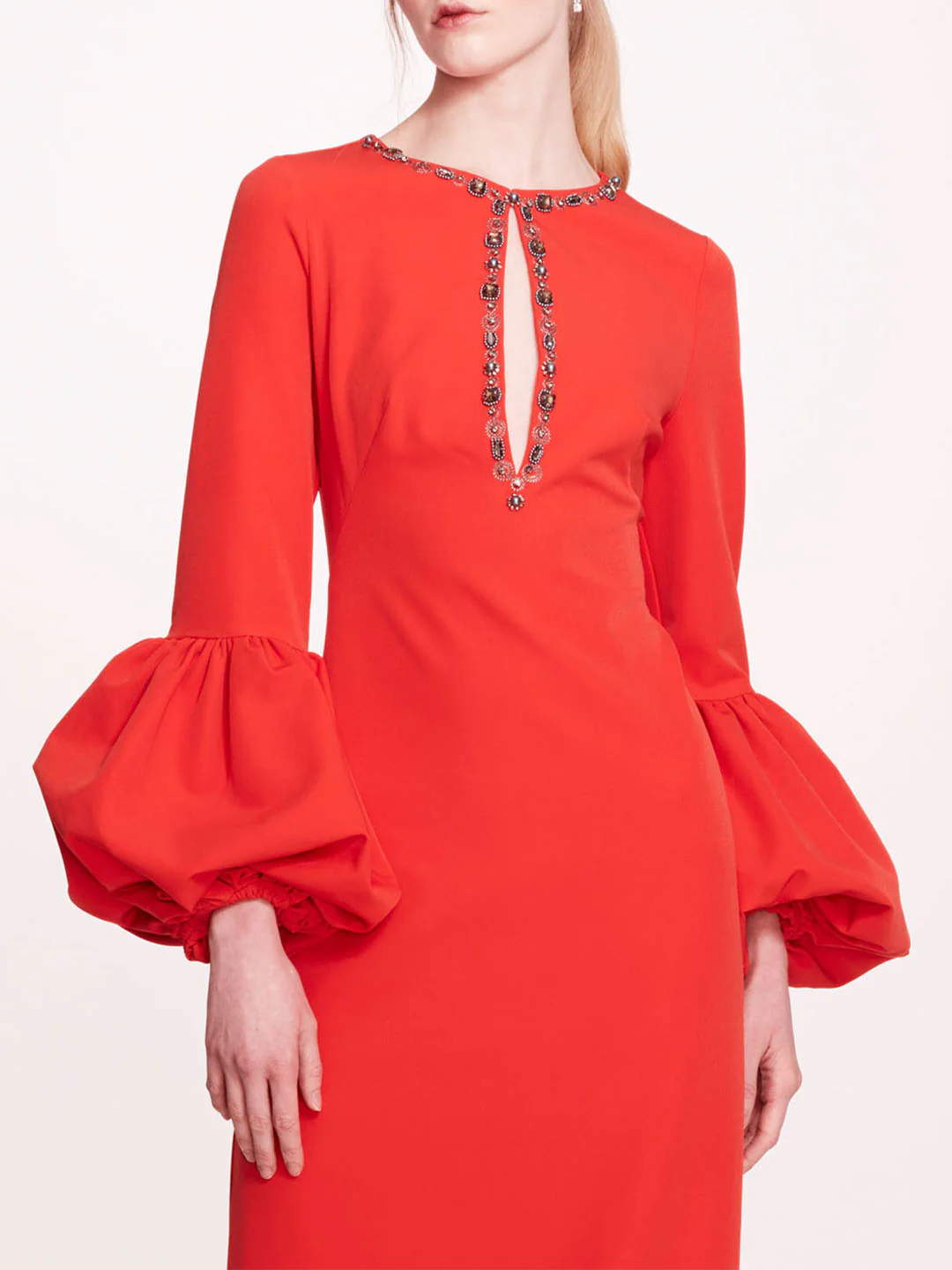 Puffed Sleeve Column Gown