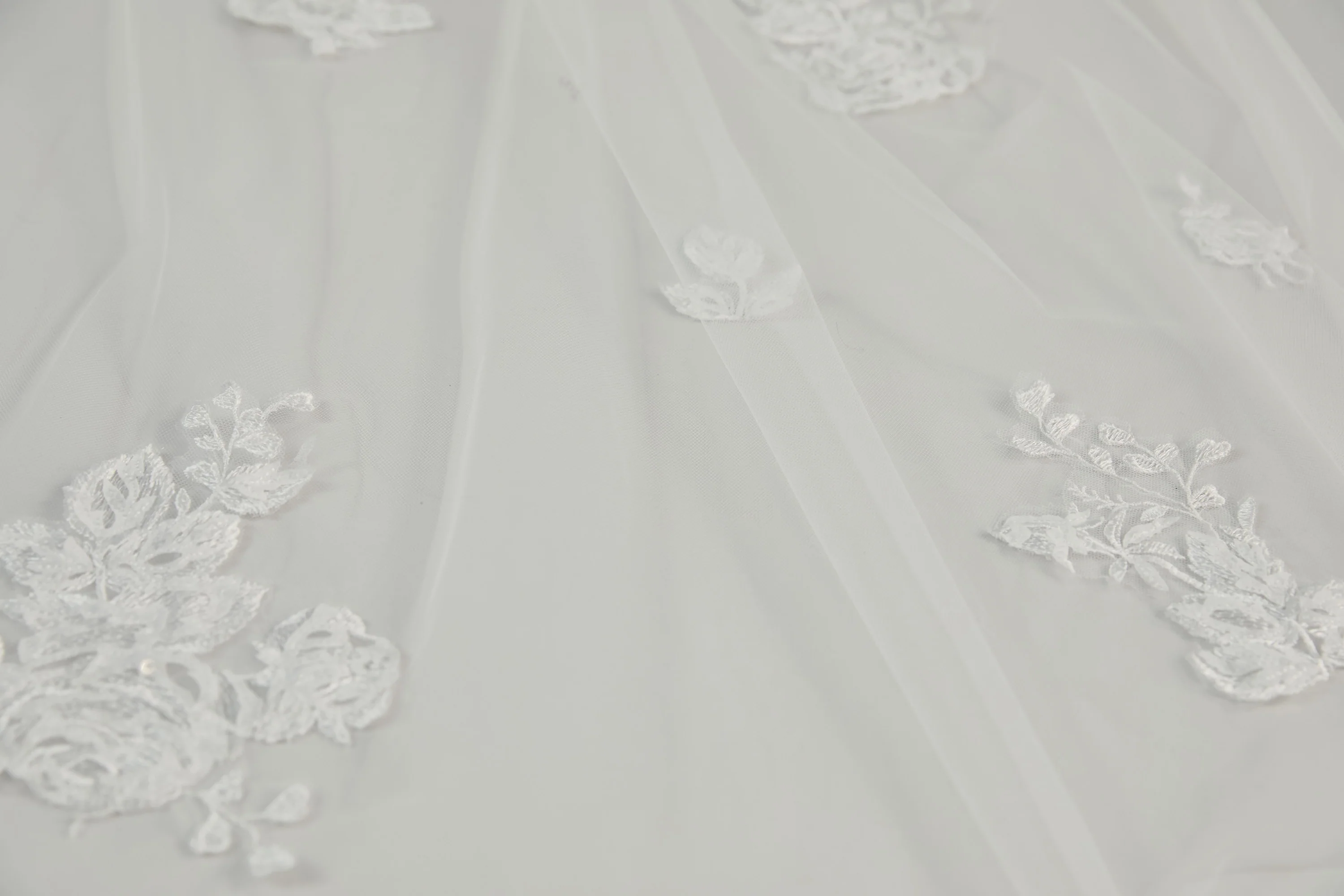 R255U - Cathedral length veil with shimmer lace