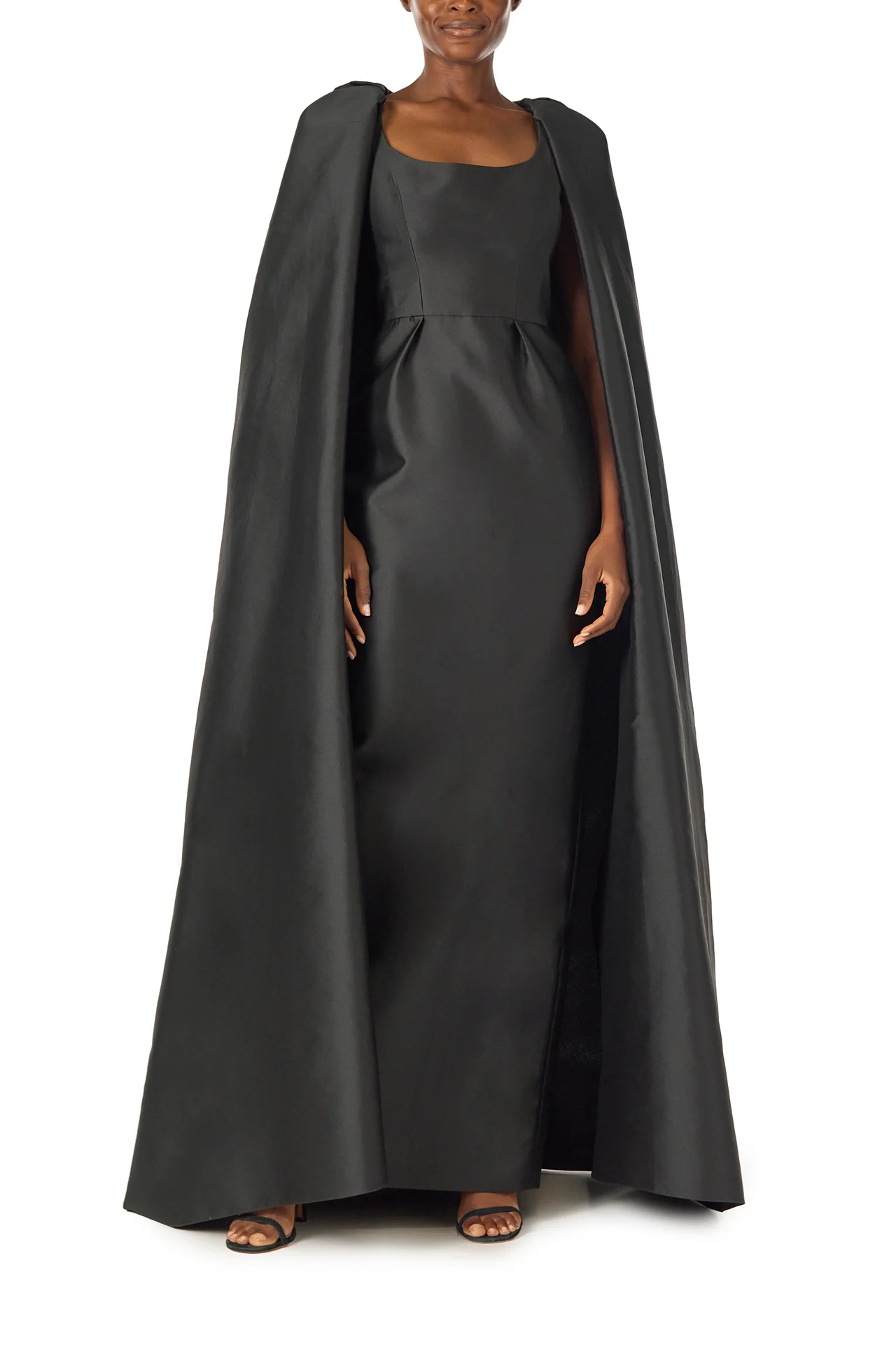 Scoop Neck Column Gown with Cape