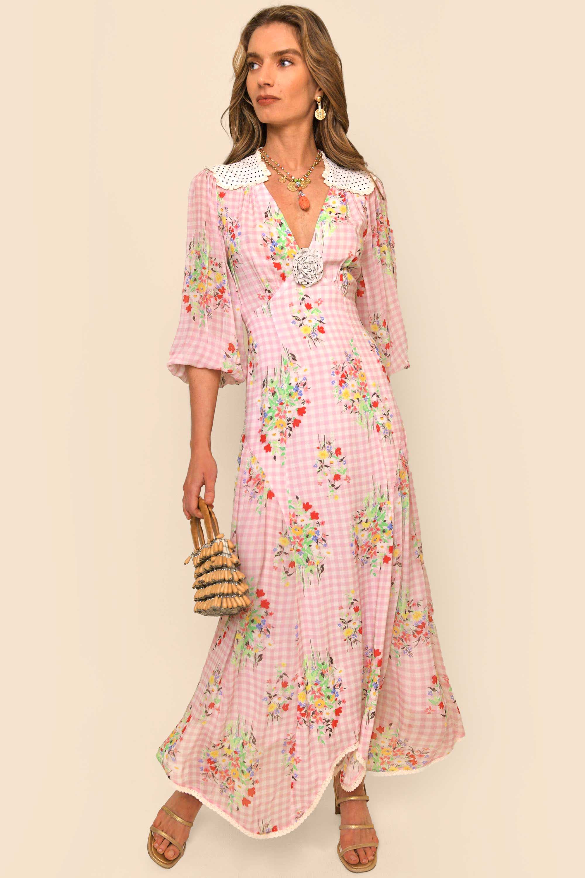 Gem - Check Floral Pink