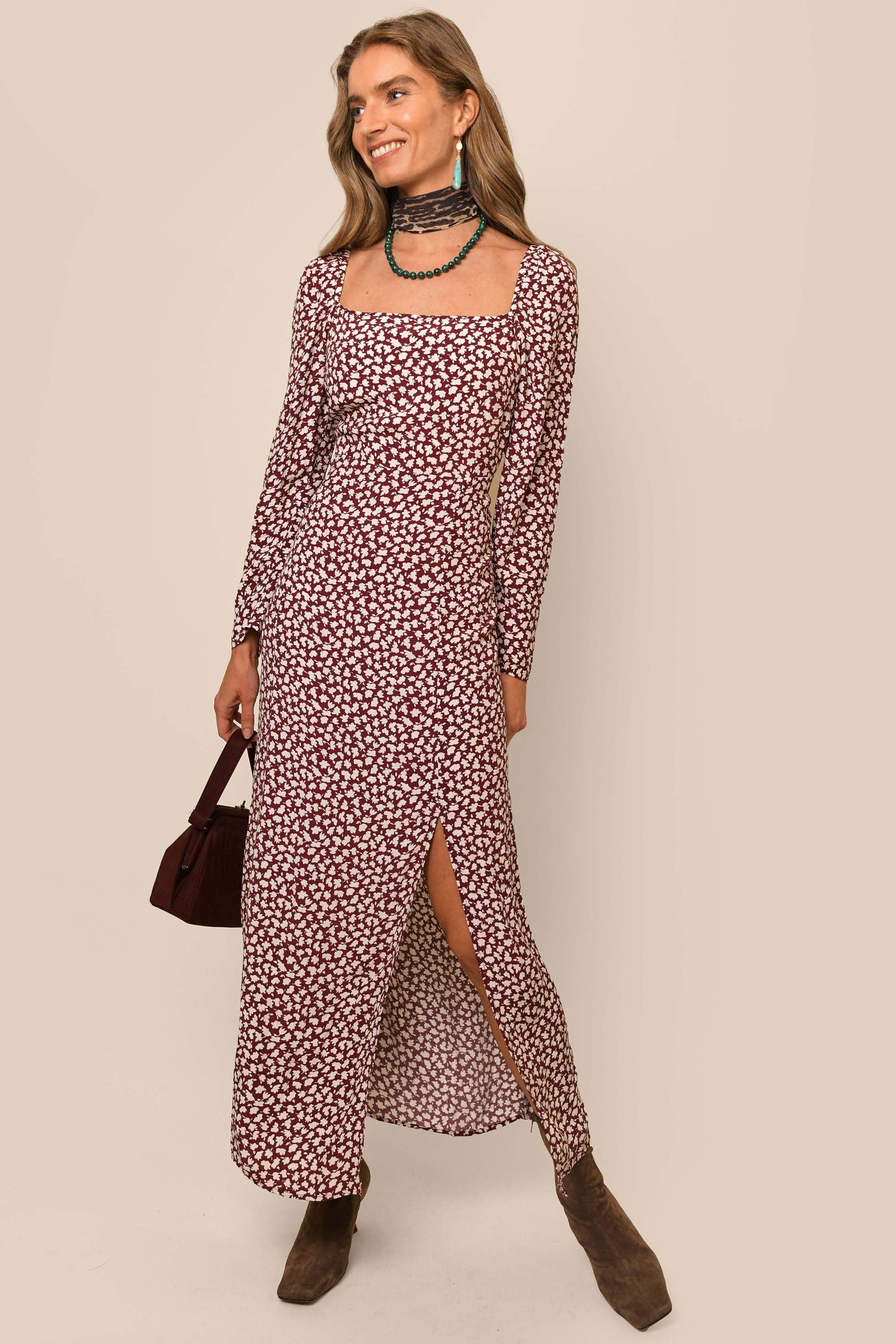 Hattie - Burgundy Shadow Ditsy