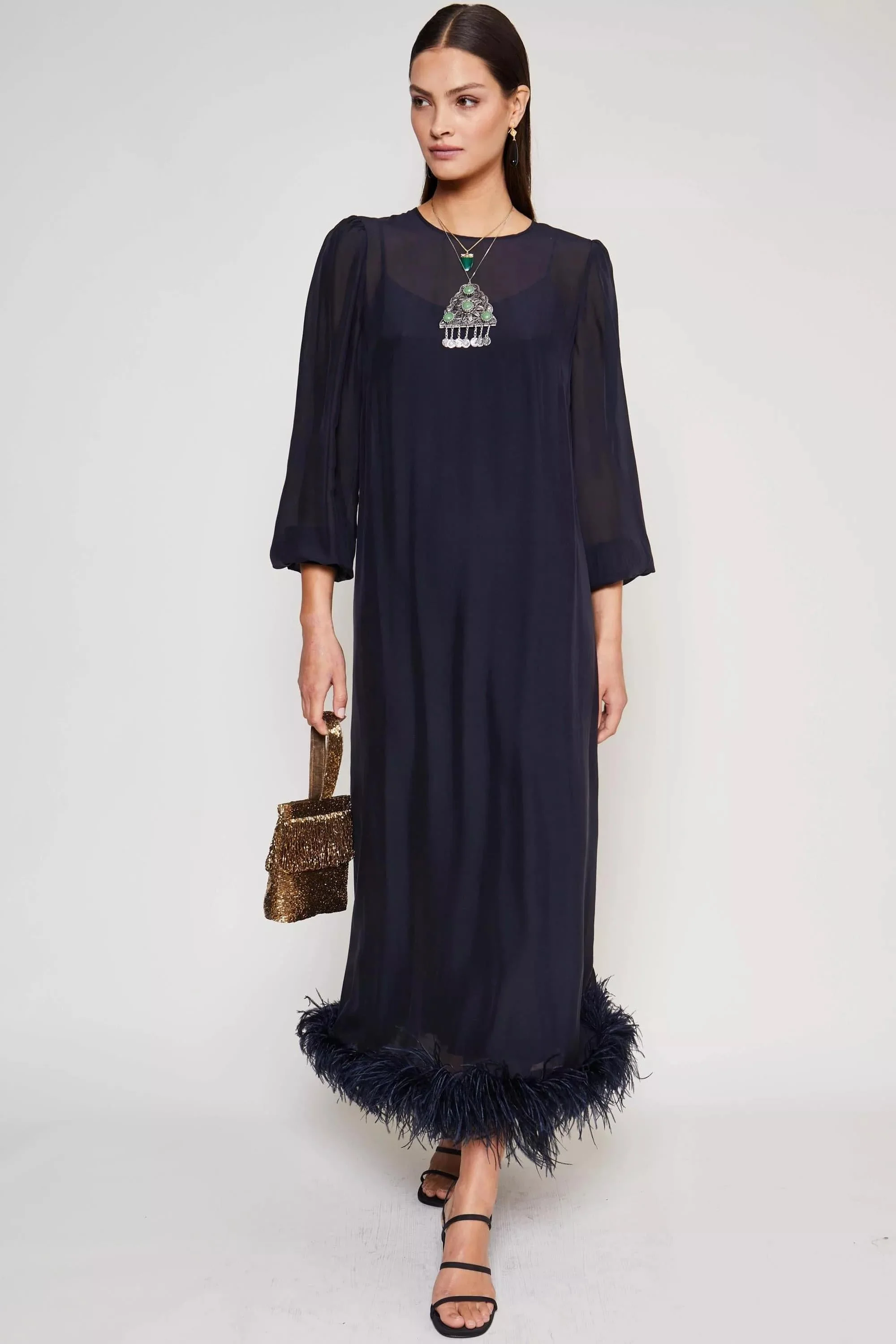 ellodie - deep navy feather