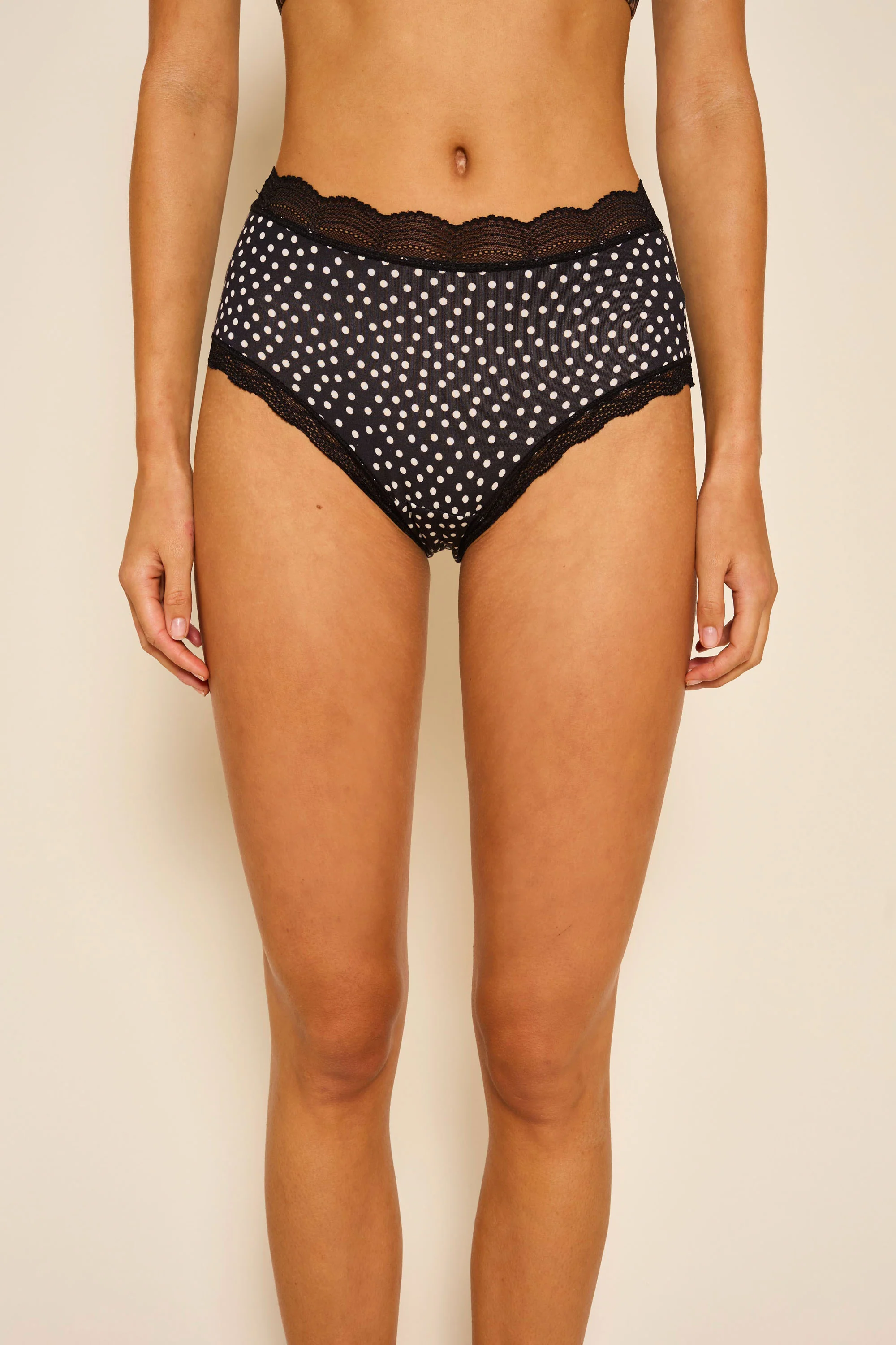 High Rise Knicker - Mini Polka Dot Black