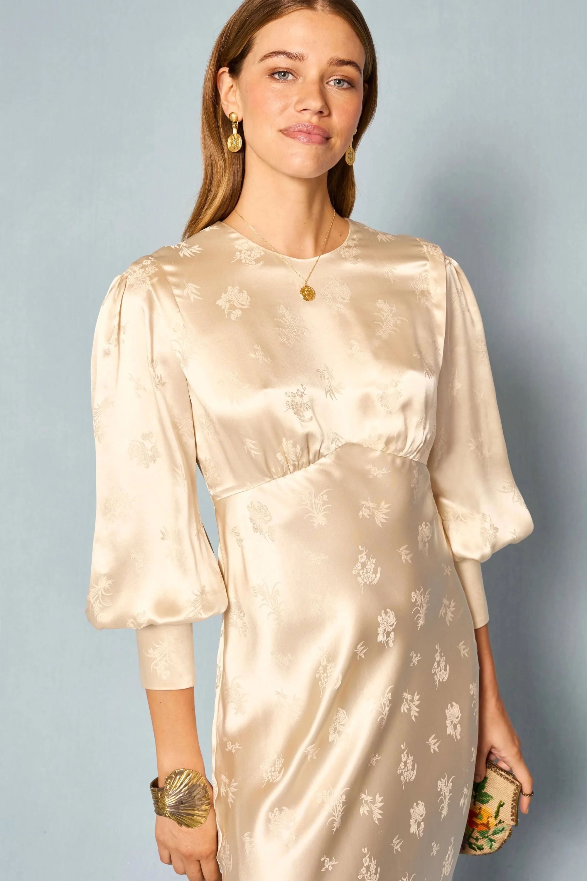 Clementine - Rose Bud Silk Jacquard